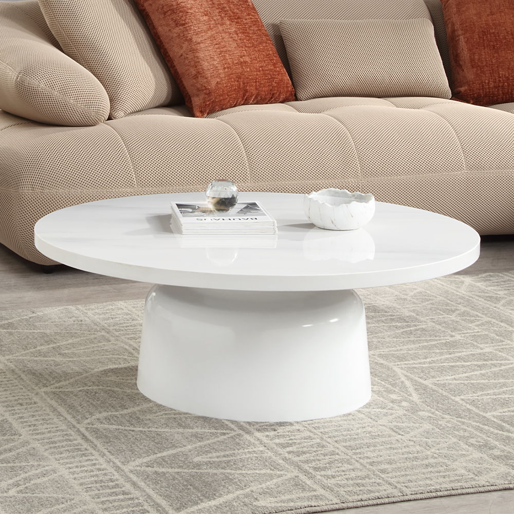 Zaid - Coffee Table - Engineering Marble & White High Gloss, white, view 6