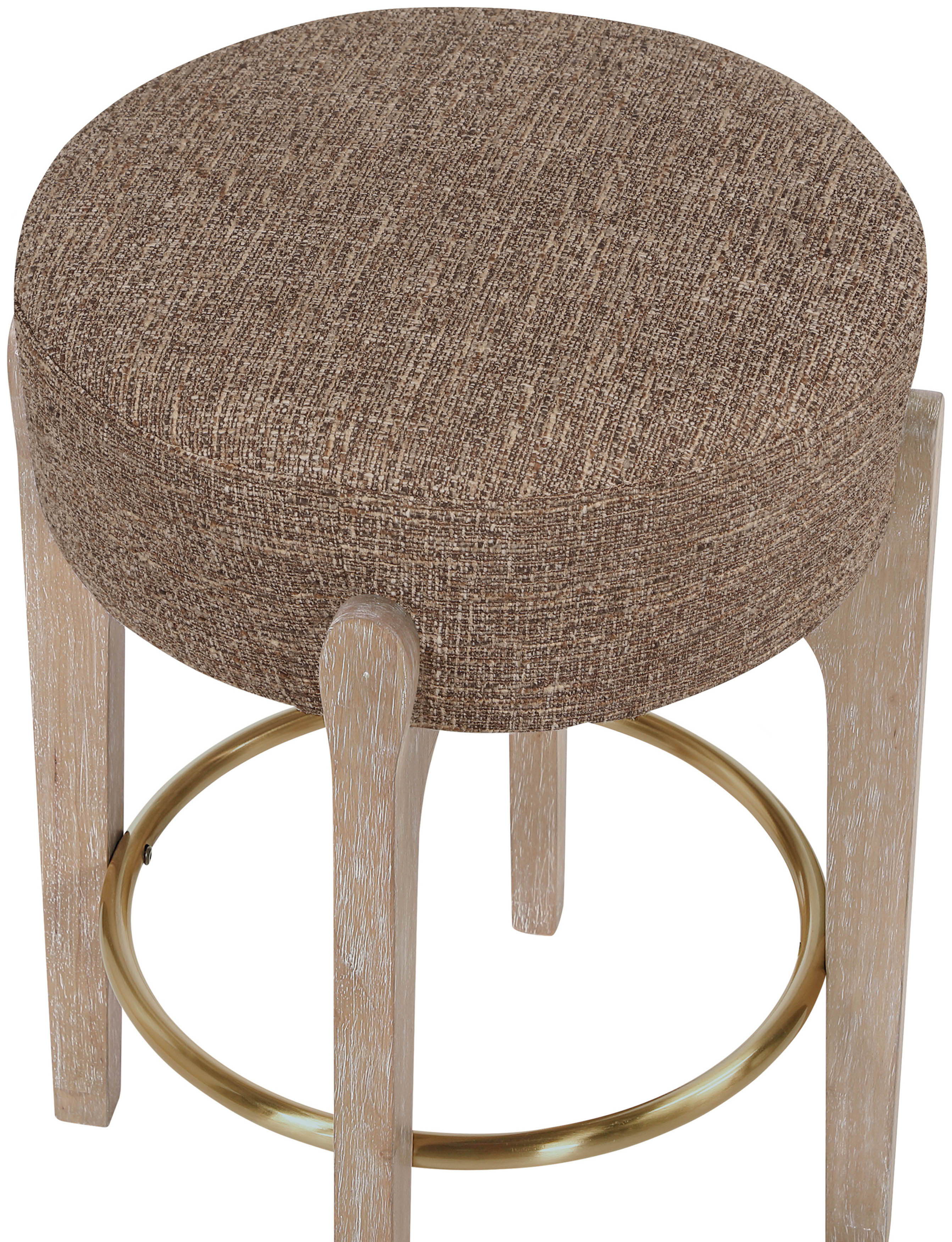 Torino - Fabric Upholstered Backless Counter Stool (Set of 2) - Brown / Brushed Natural