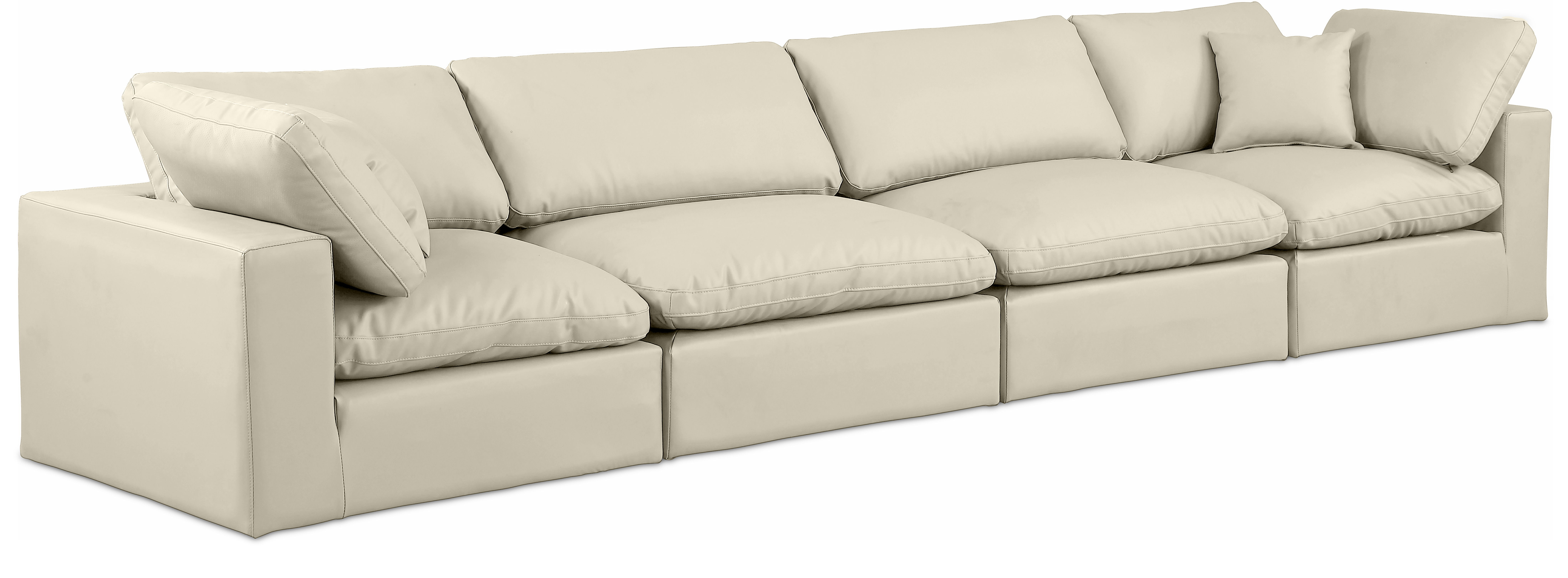 Comfy - Faux Leather Modular Sofa 4 Seats - Cream