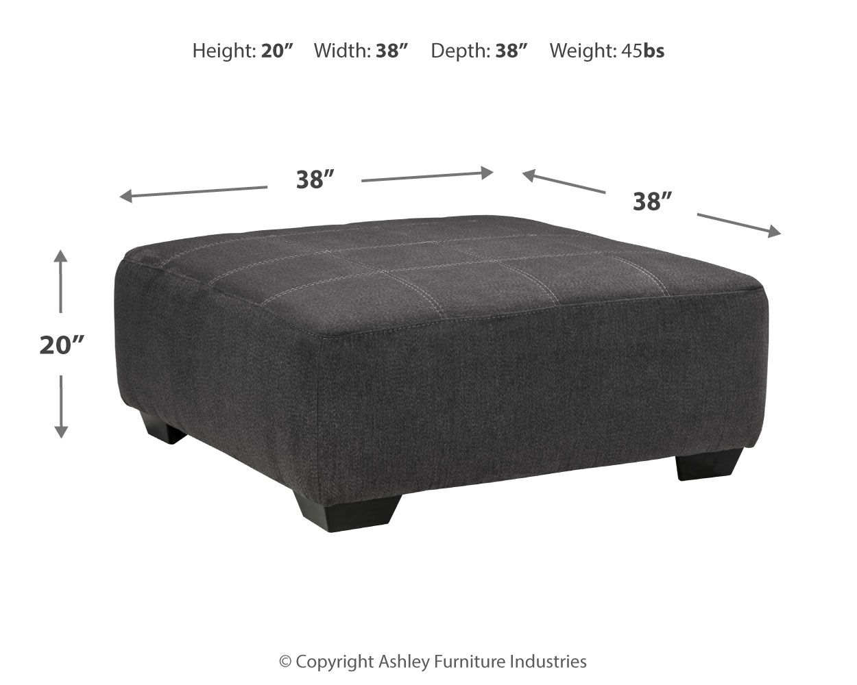 Ashley Furniture Ambee - Oversized Accent Ottoman - Slate - Image 3