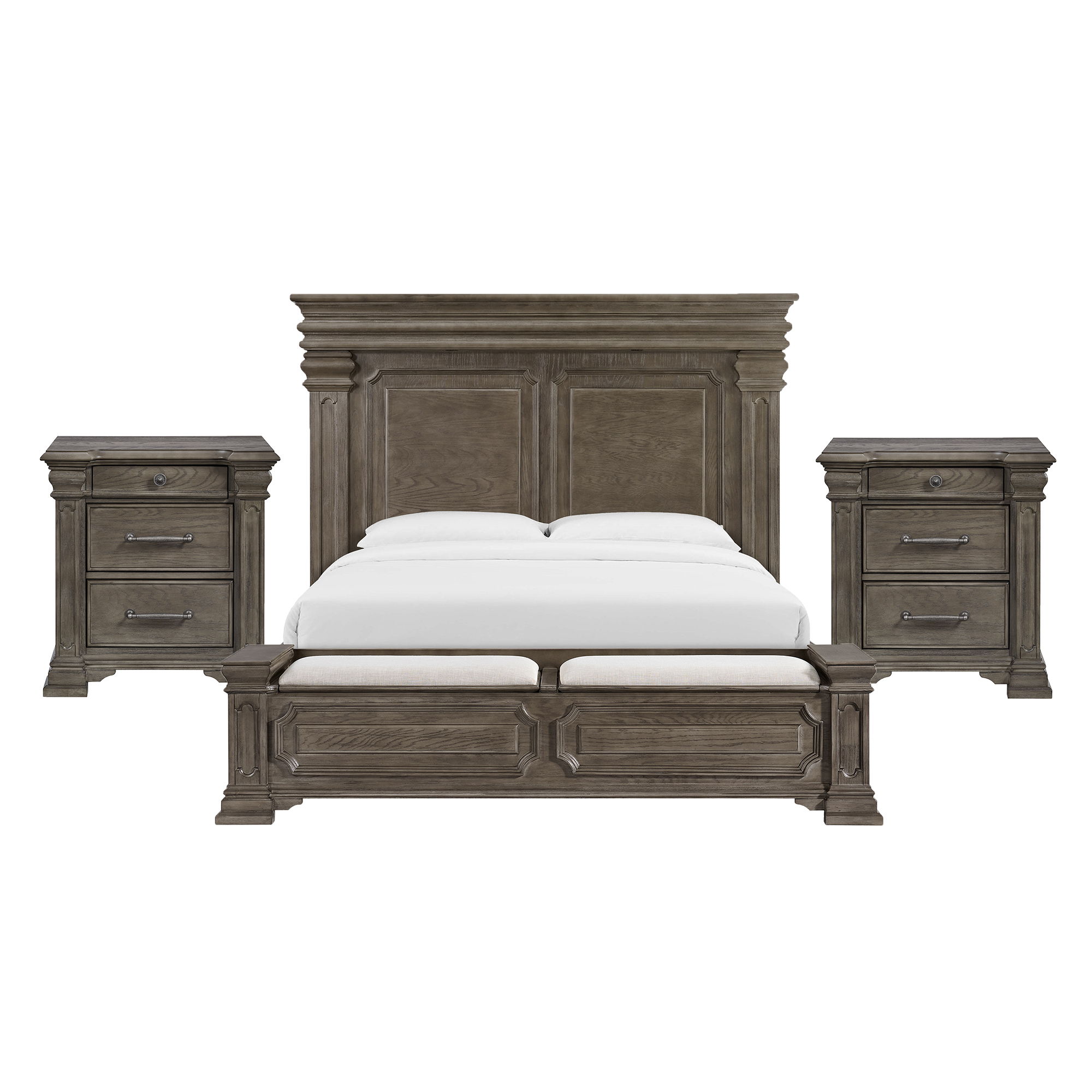King · 3 Pc · Bedroom Set With 2 Nightstands