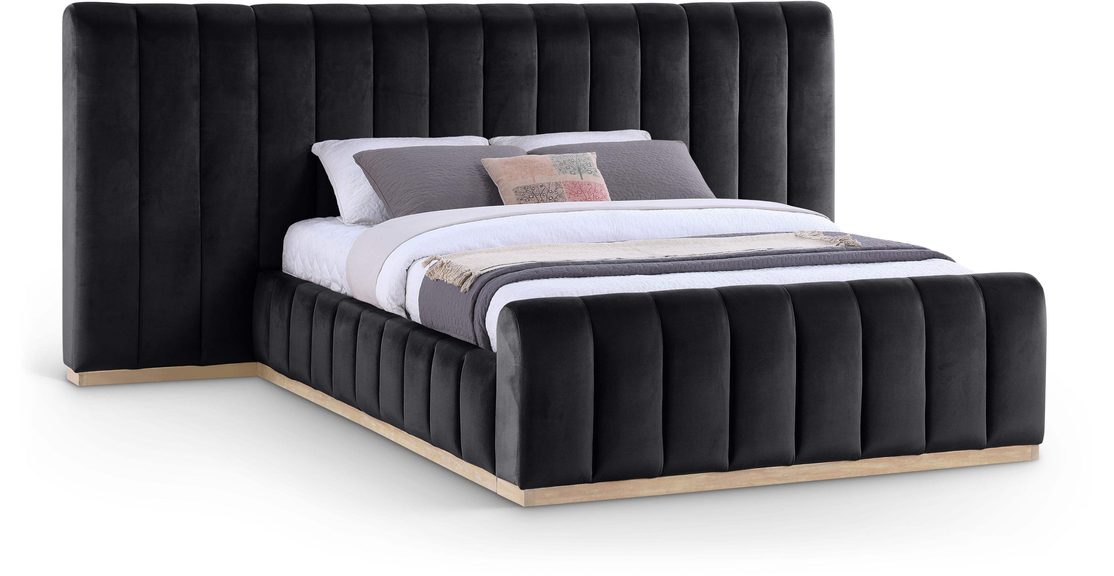 Amara - Velvet Upholstered Queen Bed - Black
