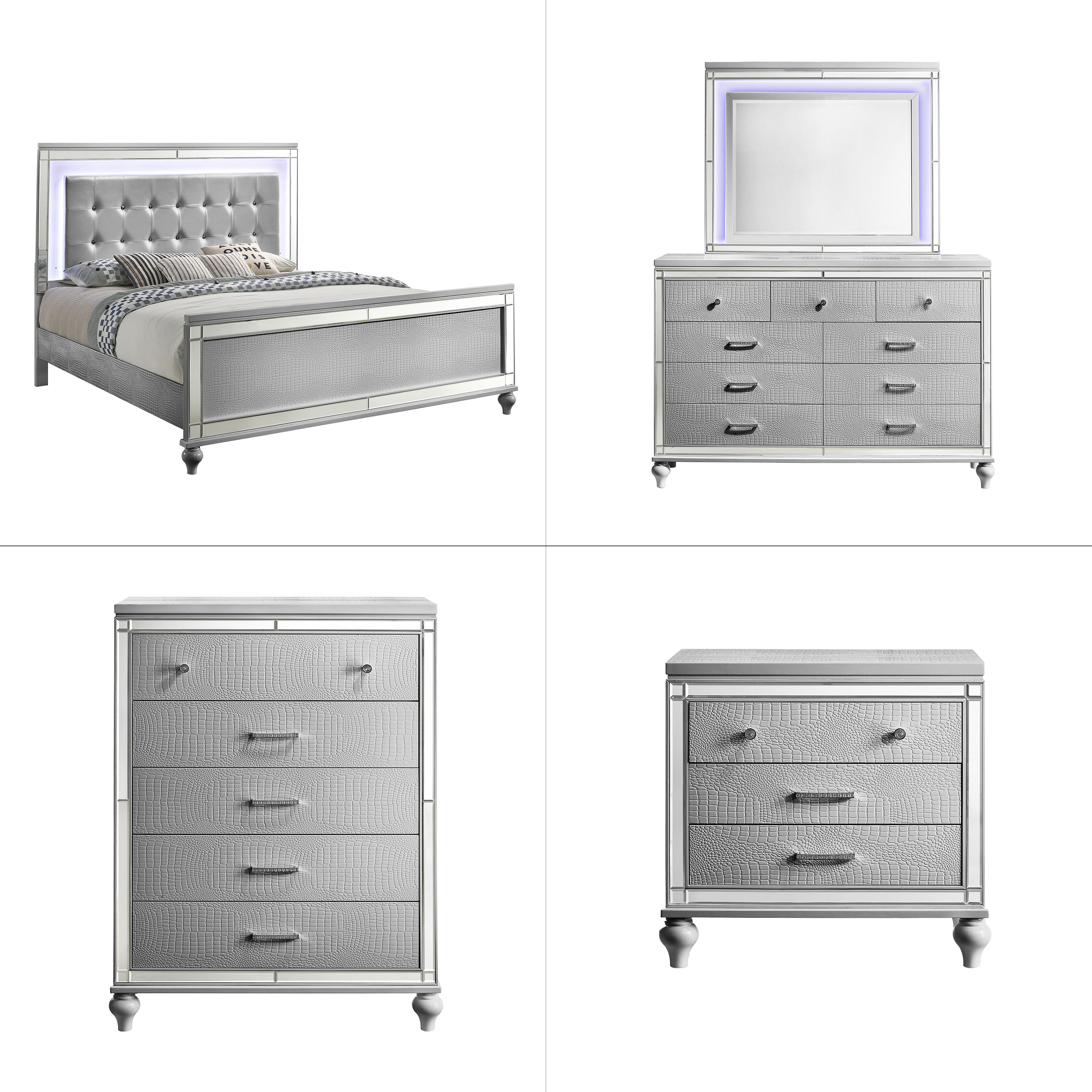 King · 5 Pc · Bed, Dresser, Mirror, Nighstand, Chest