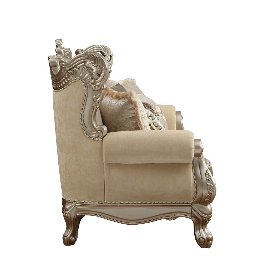 Ranita - Sofa With 7 Pillows - Fabric & Champagne, beige, view 3