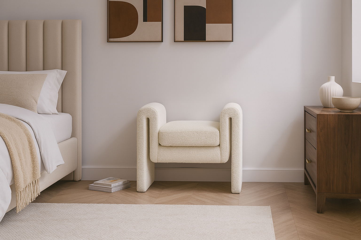 Stylus - Fabric Bench - Cream