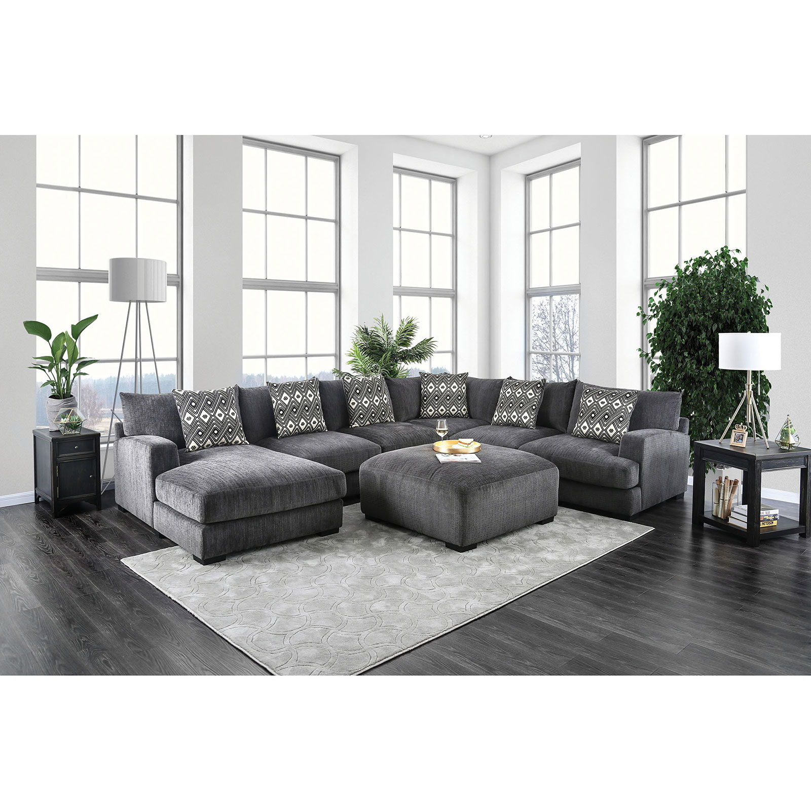 Kaylee UShaped Sectional Gray Dark New Lots Furniture Online Store