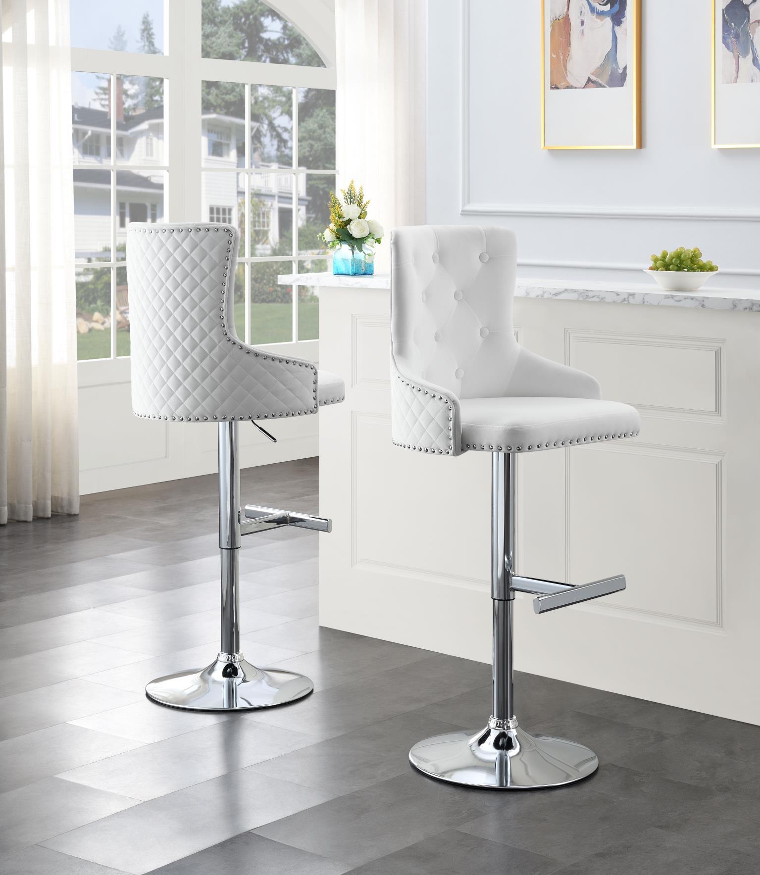 ST115 - Velvet Bar Stool (Set of 2) - White