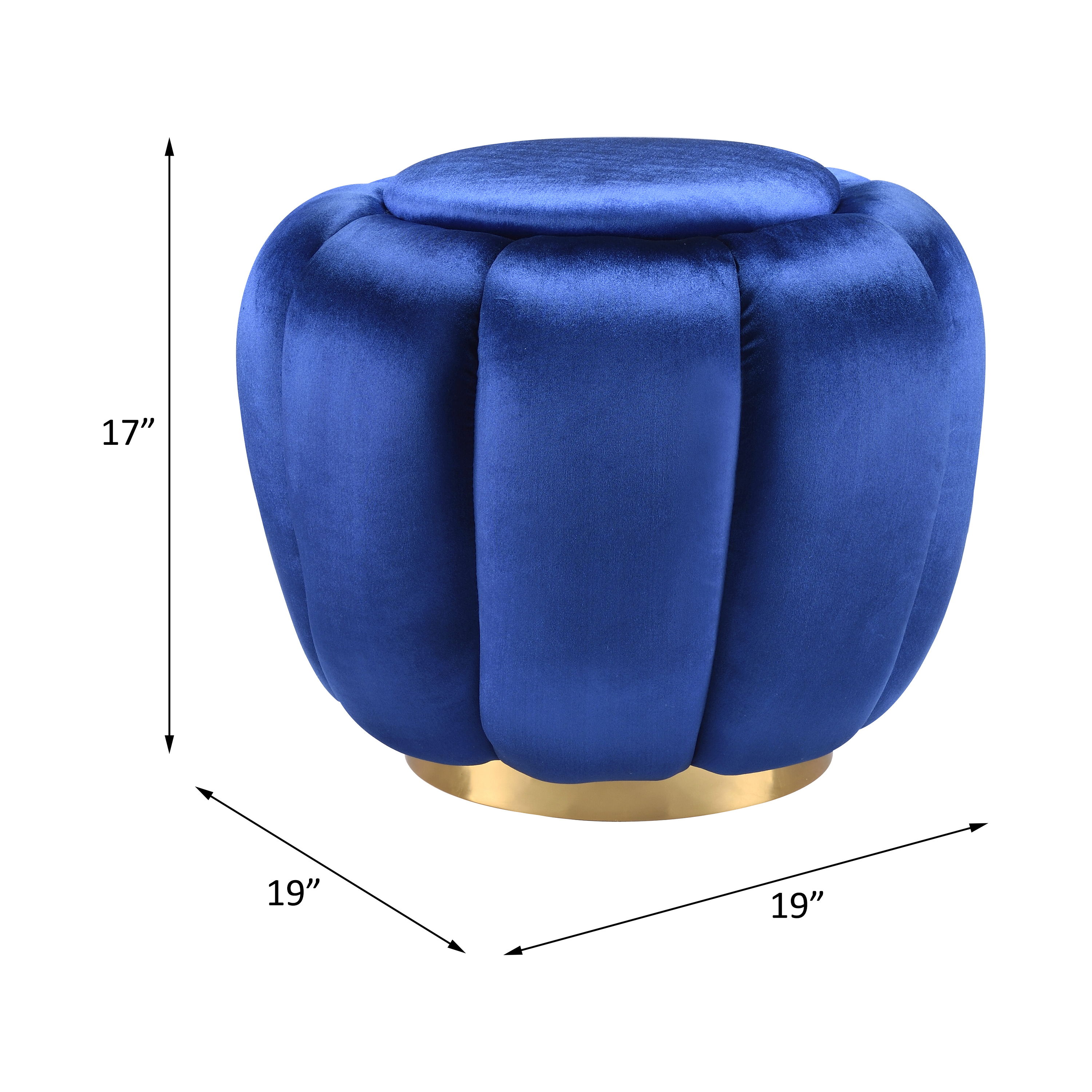 Heiress - Ottoman - Sapphire Blue Velvet, blue, view 3