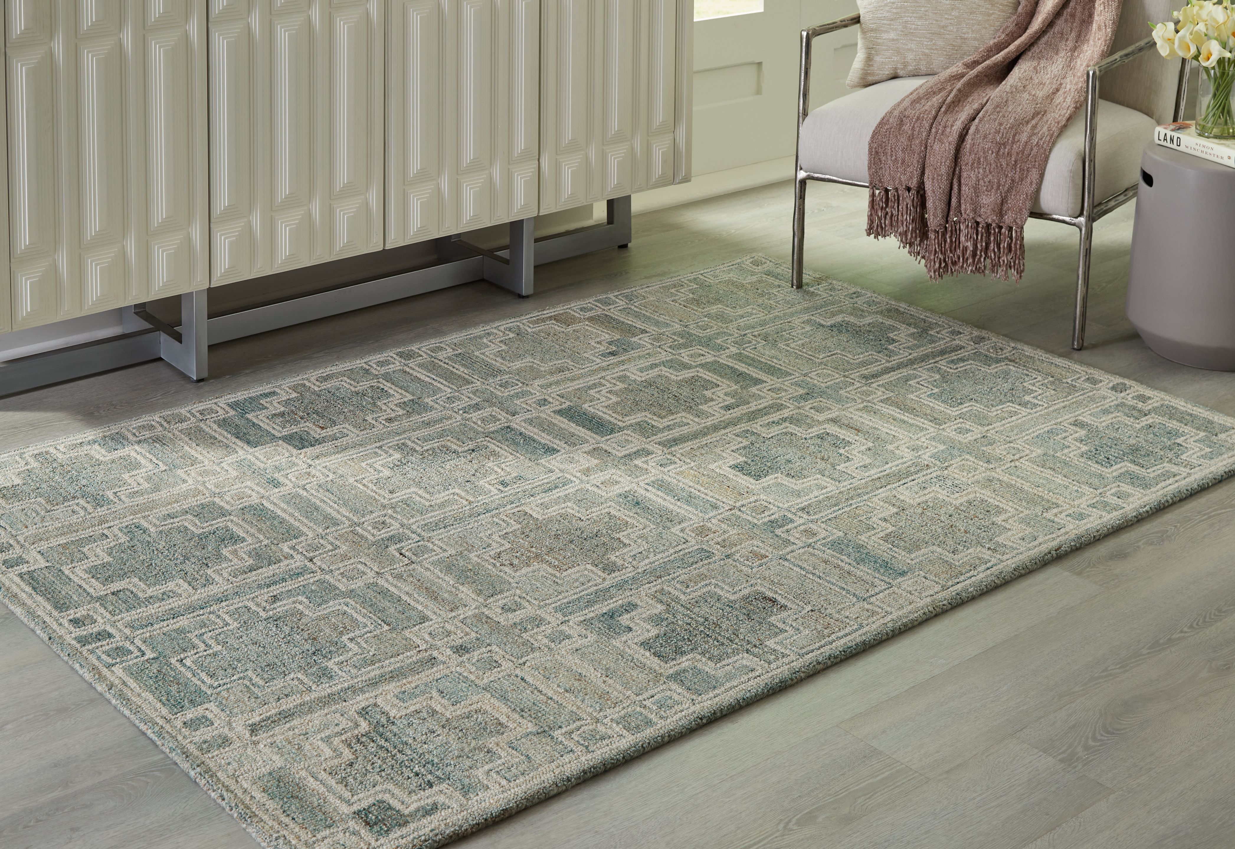 Ashley Furniture Jossland - 5' x 7' Rug - Turquoise / Ivory - Image 4