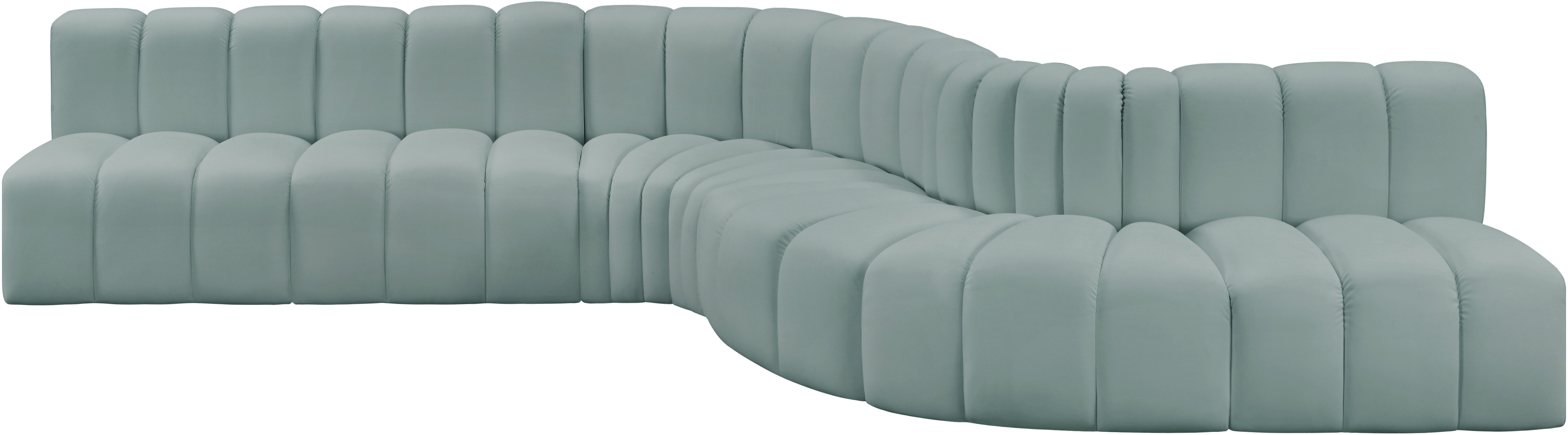 Arc - Faux Leather 7 Piece Modular Sofa - Mint Green