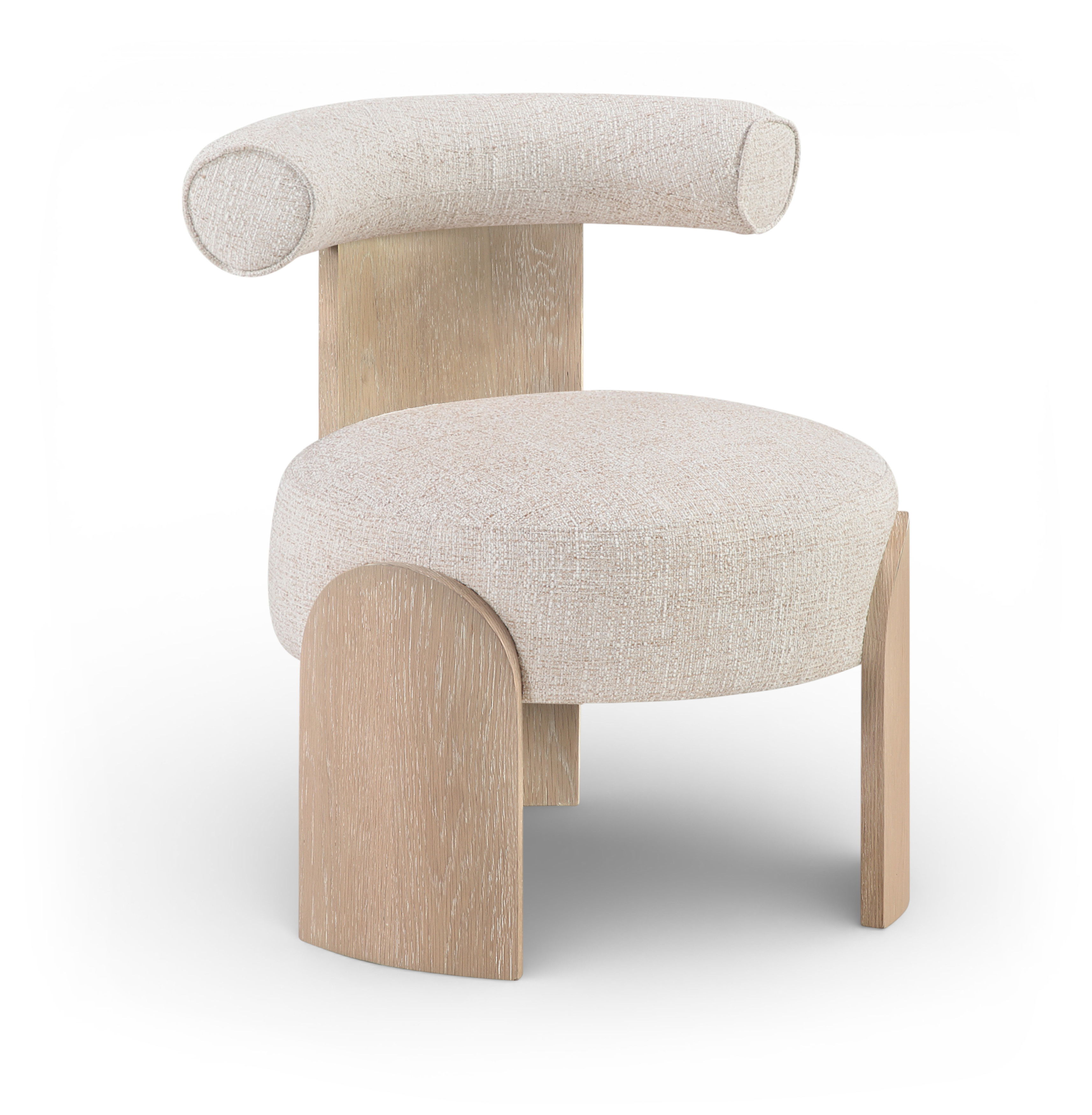 Calder - Linen Textured Fabric Upholstered Accent Chair - Beige / Painted Natural