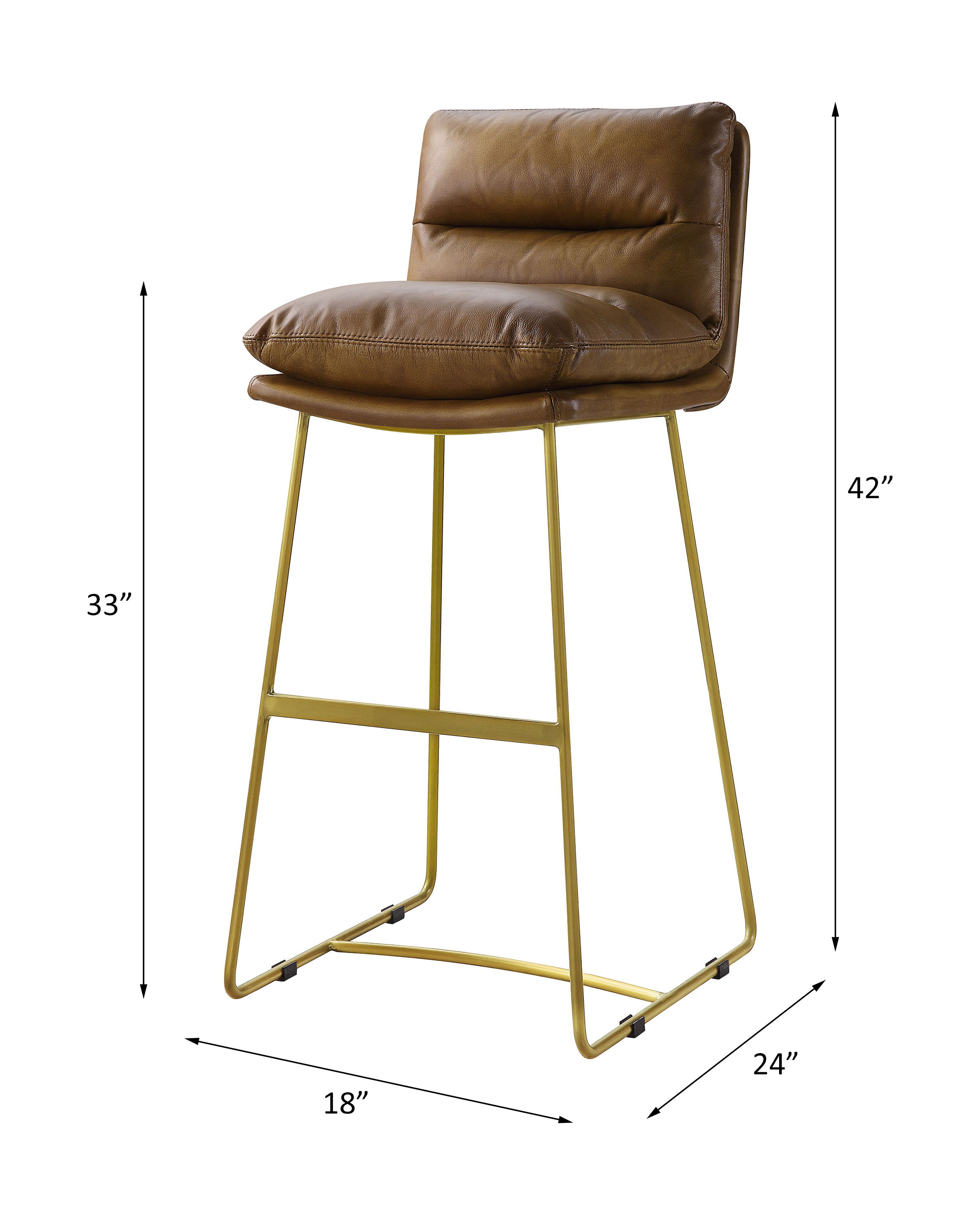 Alsey - Bar Chair - Saddle Brown Top Grain Leather, dark brown, view 6