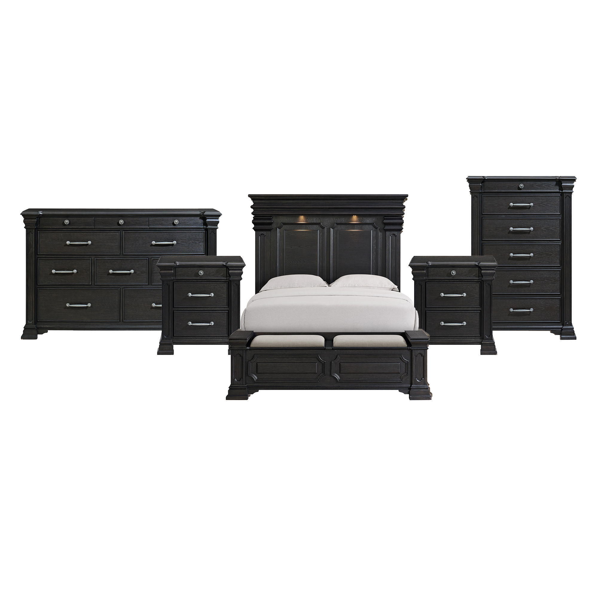 King · 5 Pc · Bedroom Set With 2 Nightstands, Dresser & Chest