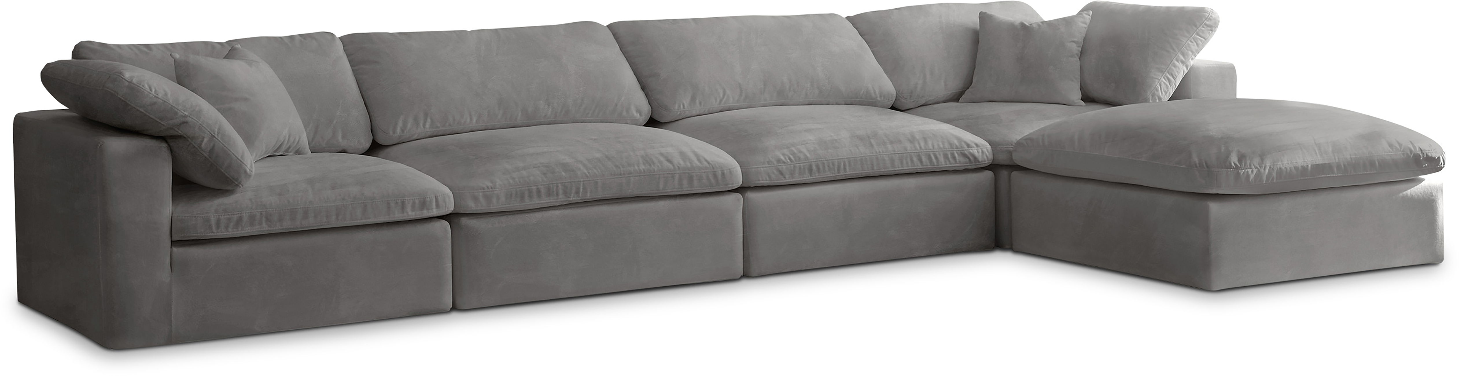 Cozy - 5 Piece Modular Sectional With Chaise - Gray