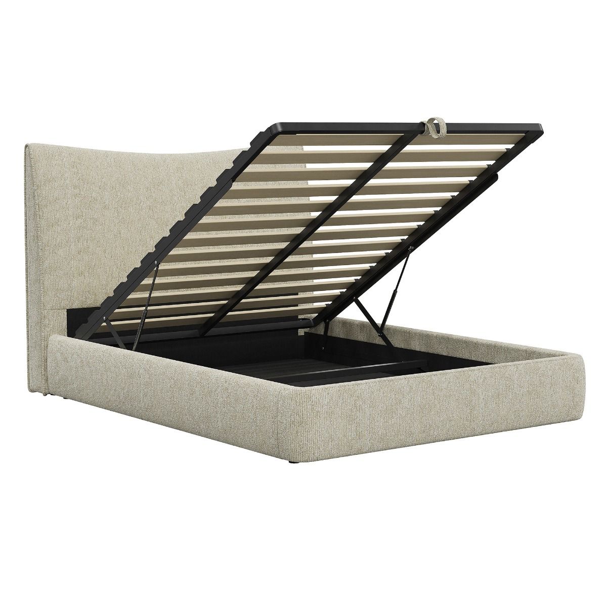 Angulo - Queen Bed With Storage - Beige Chenille, beige, view 3