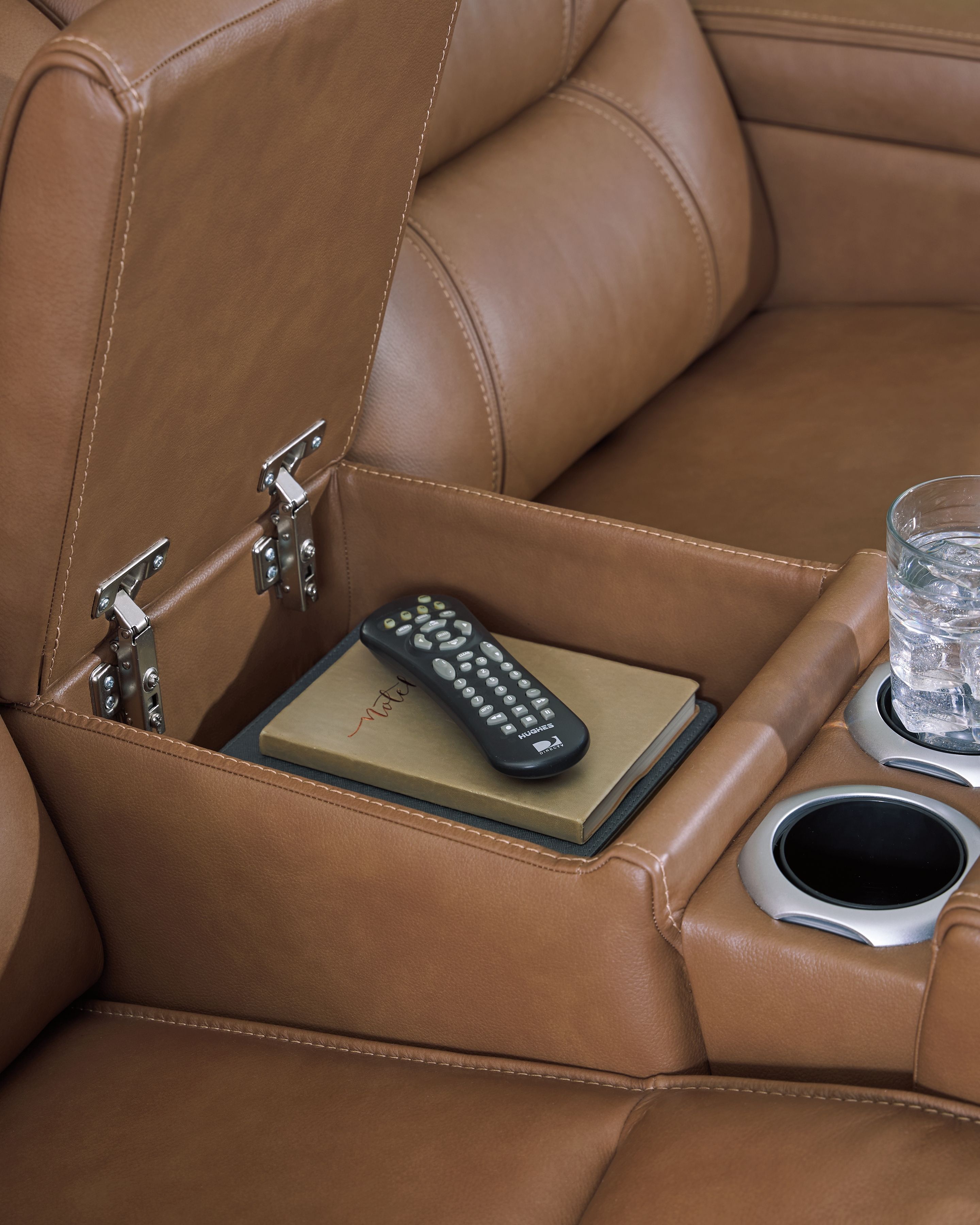 Ashley Furniture Knightington - Power Reclining Loveseat With Audio Console - Caramel - Image 7