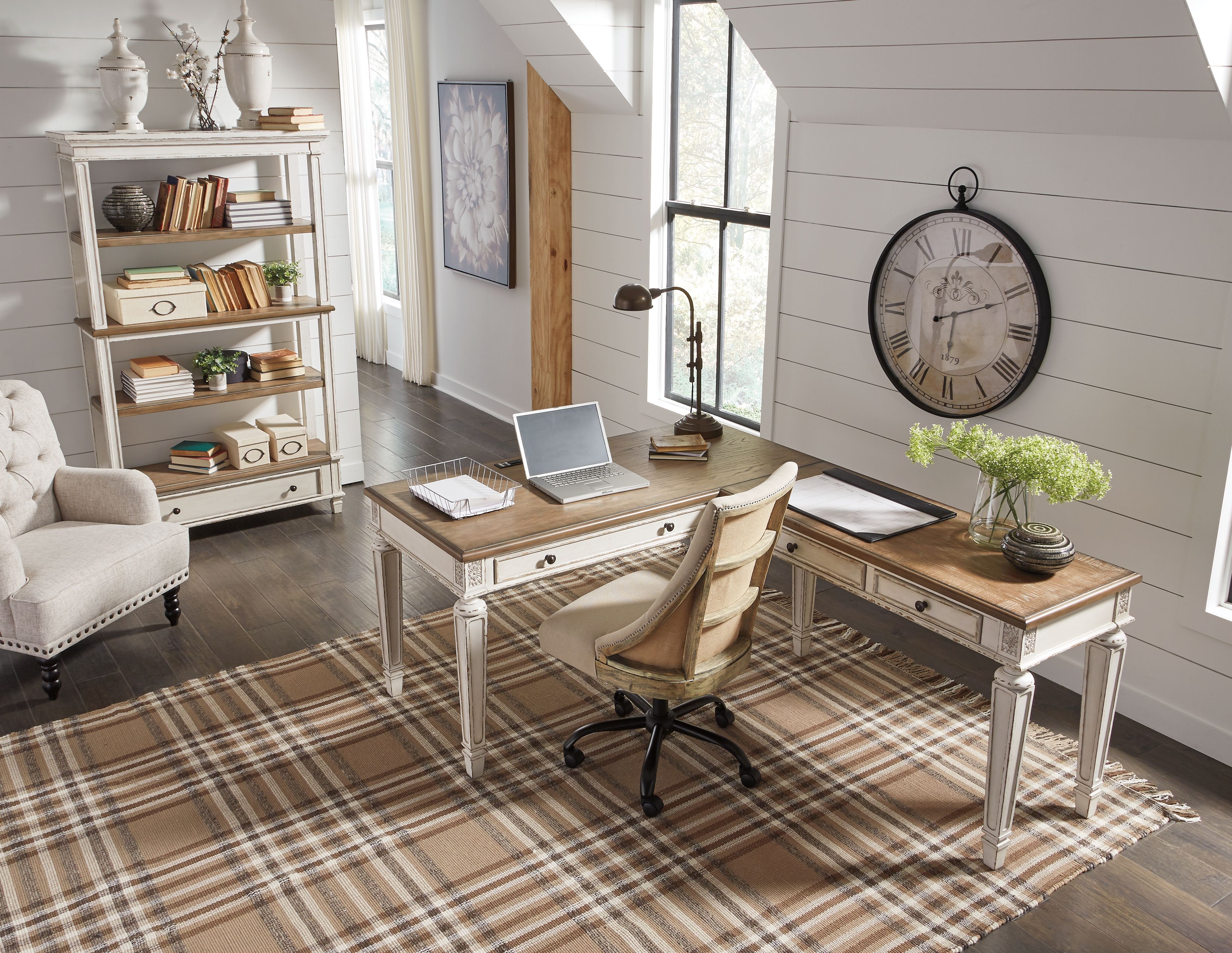 Ashley Furniture Realyn - Home Office L Shaped Desk - White / Brown - Image 14