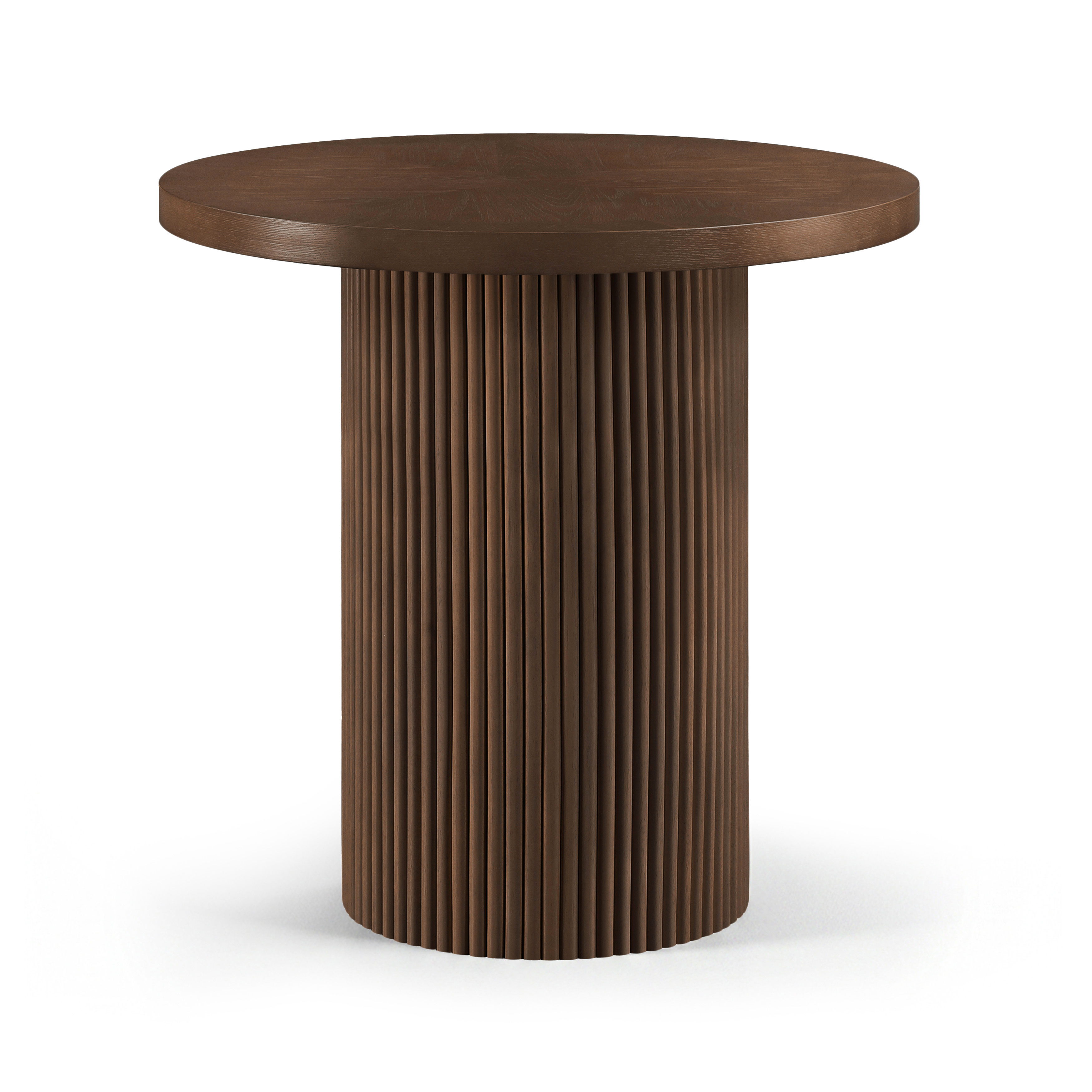 Belinda - Oak Veneer And Solid Wood Round Counter Height Table - Brown