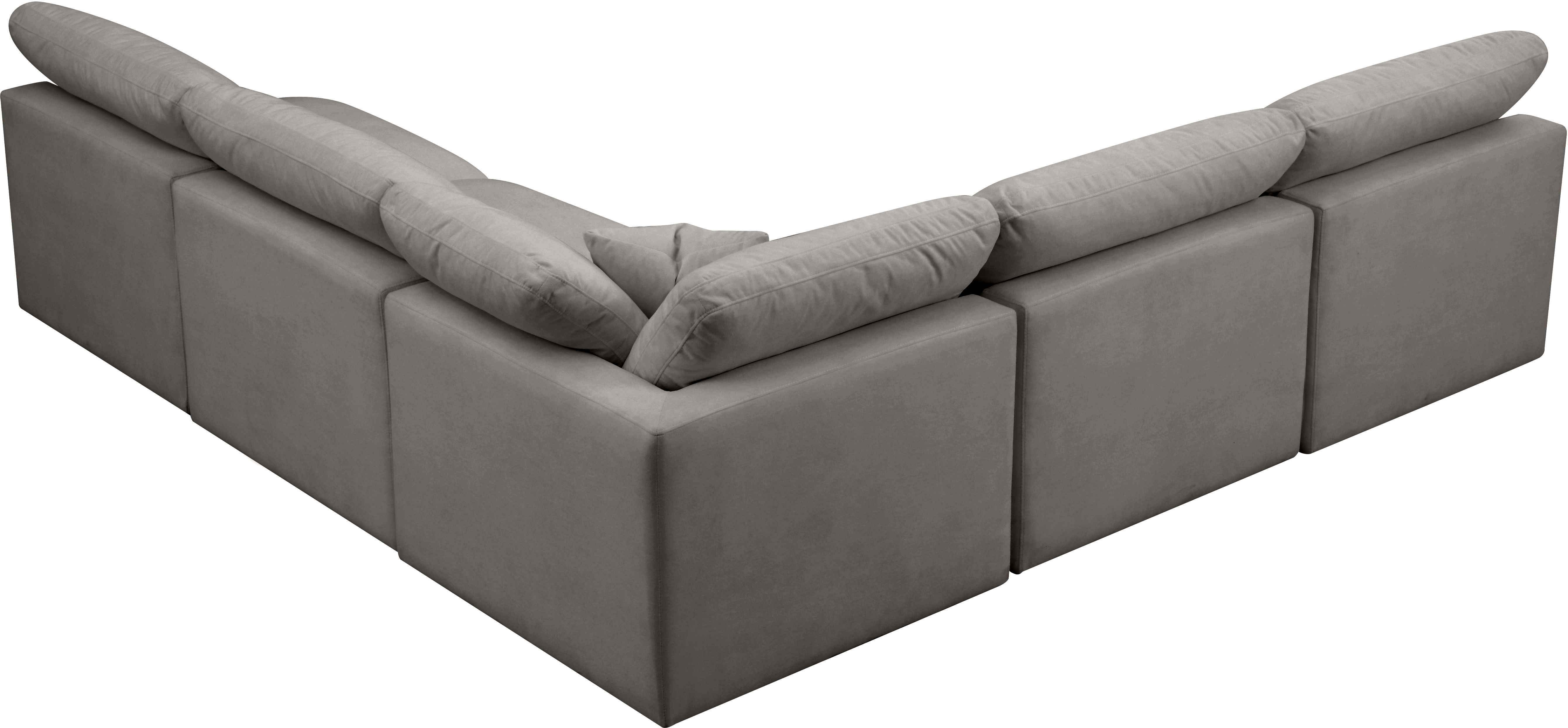 Plush - 5 Piece Modular Corner Armless Sectional - Gray