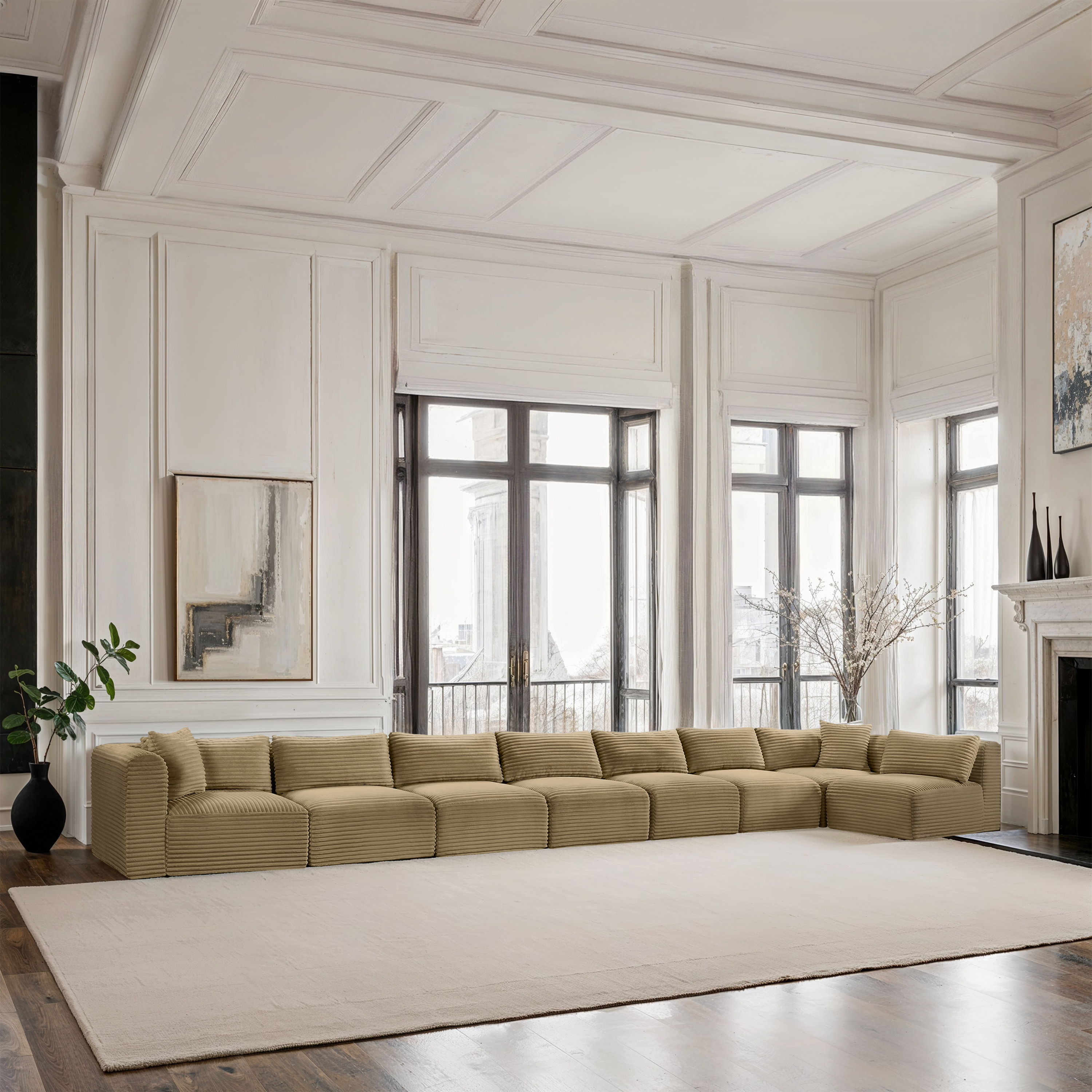 Shaggy - 8 Piece Modular Sectional - Camel