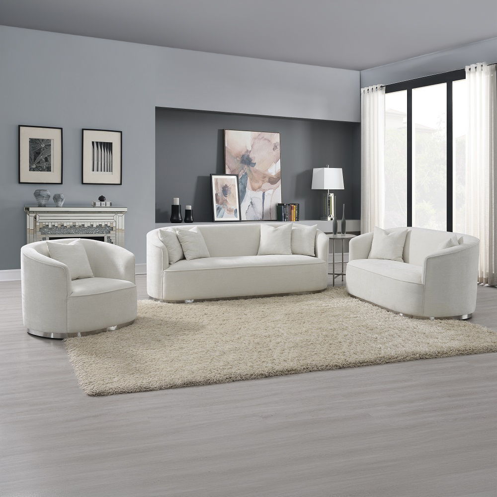 Odette - Sofa With 4 Pillows - Beige Chenille, white, view 5