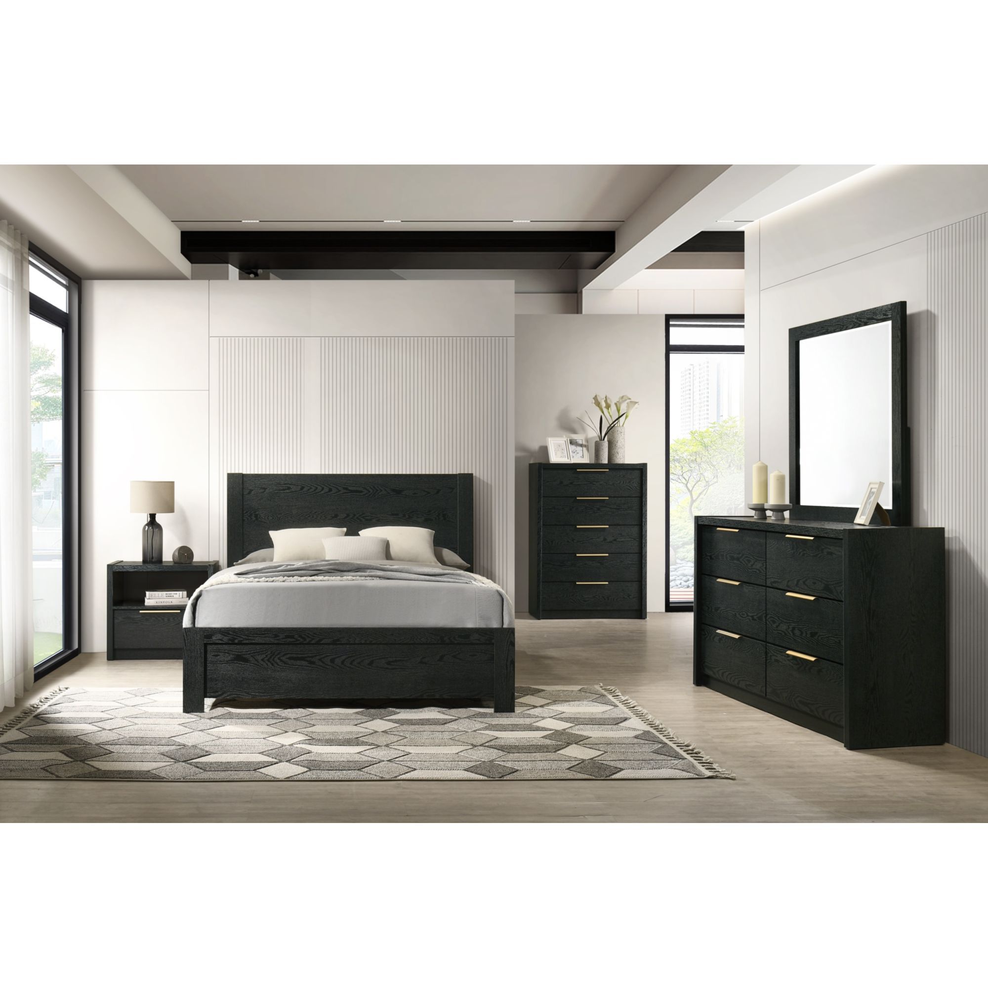 South Bend - Dresser And Mirror Set - Black