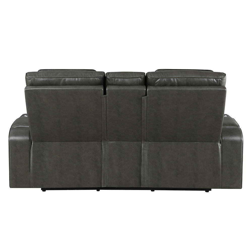 Taddeo - Power Motion Loveseat With Console, Speaker, USB, Wireless Charger & LED - Dark Gray, dark gray, view 5