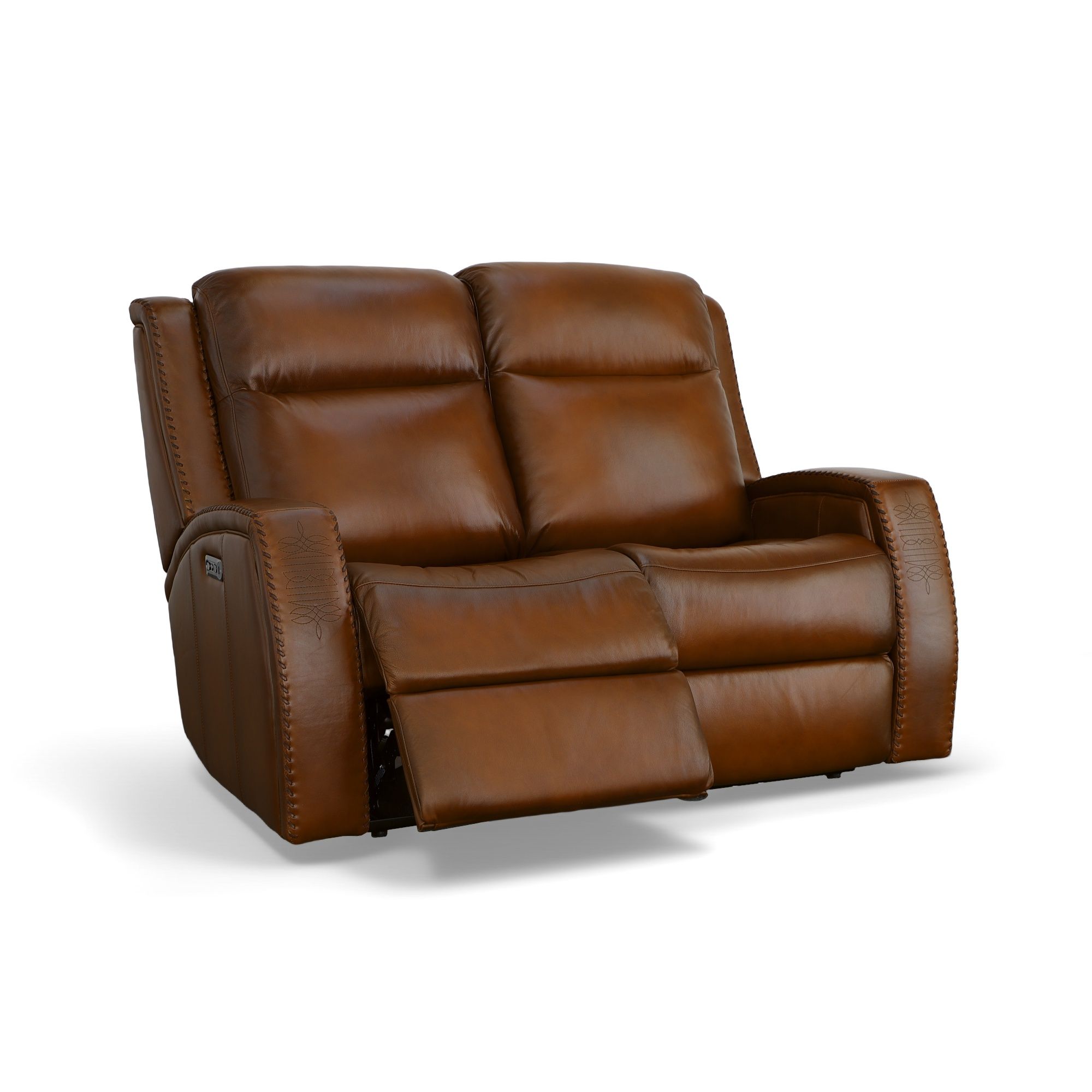 Mustang - Power Loveseat With Power Headrest - Rust, light brown, view 2