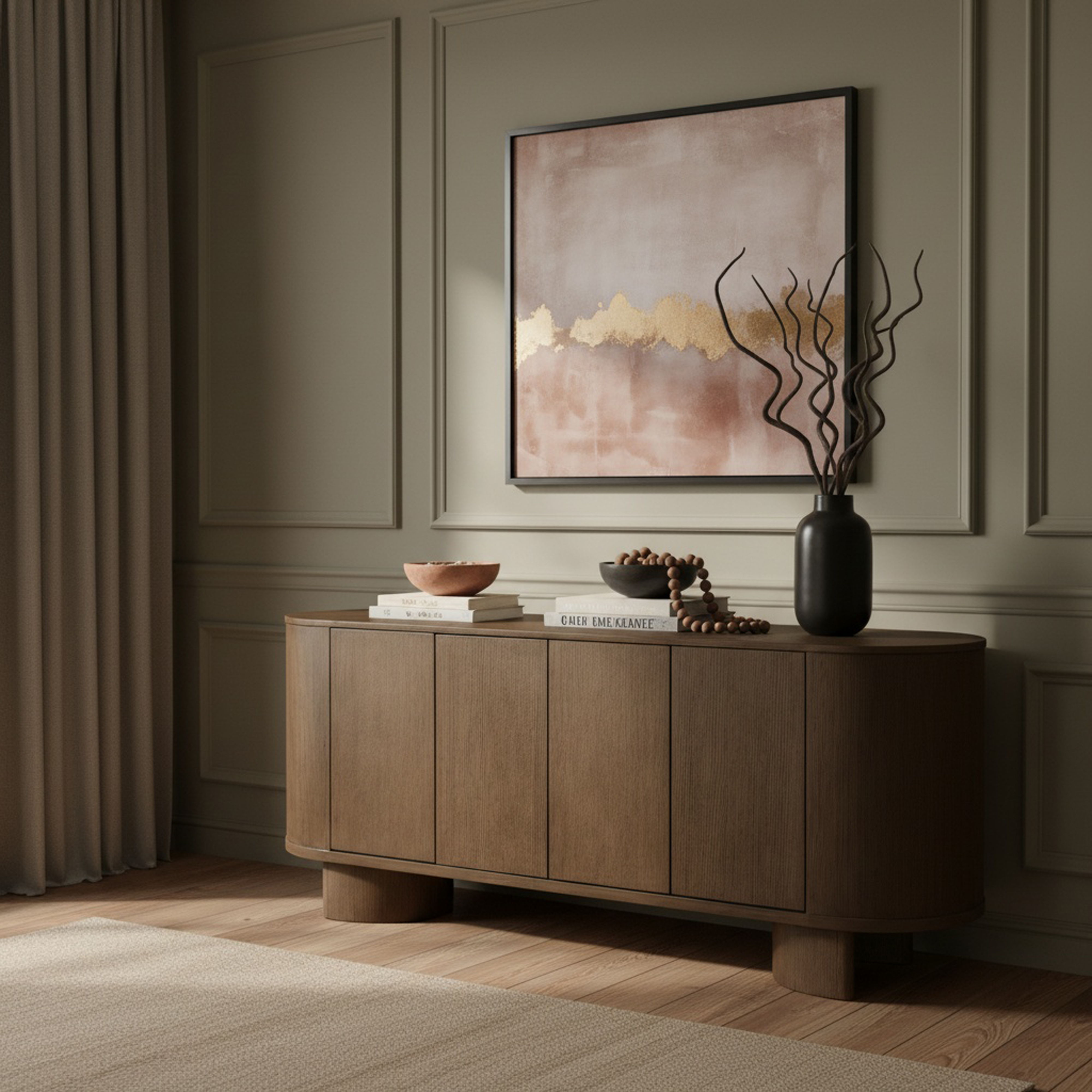 Caldra - Oak Veneer And Solid Wood Sideboard / Buffet - Brown