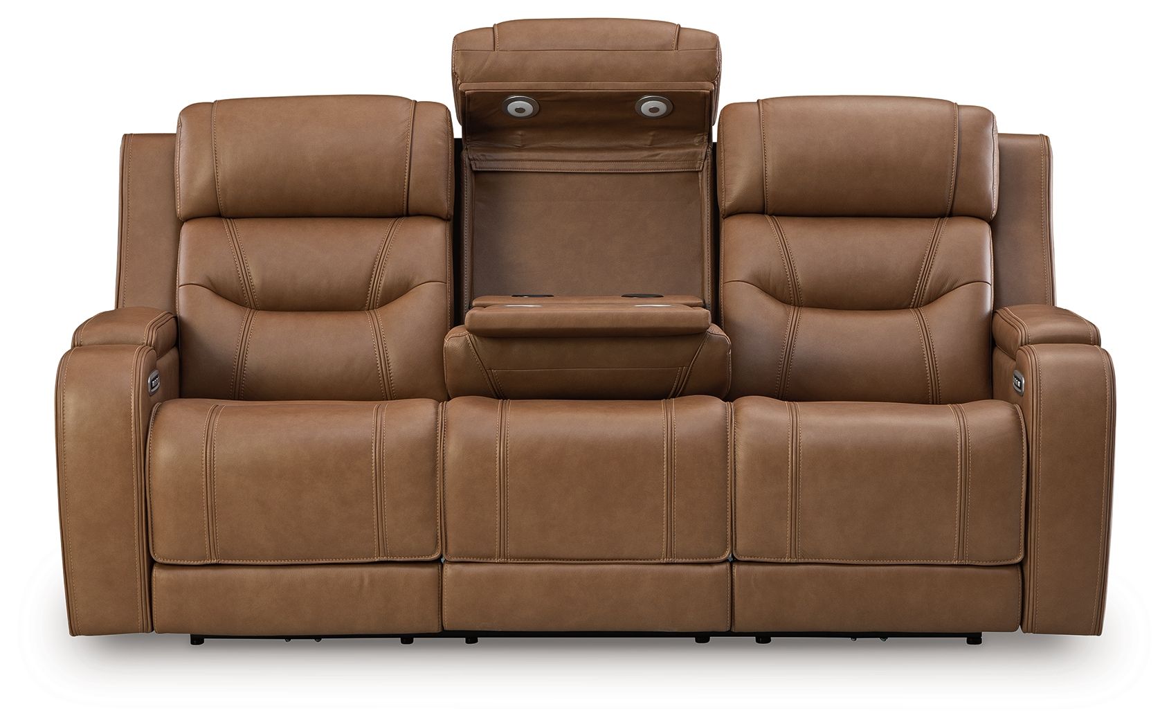 Ashley Furniture Knightington - Power Reclining Sofa With Audio Seating - Caramel - Image 4