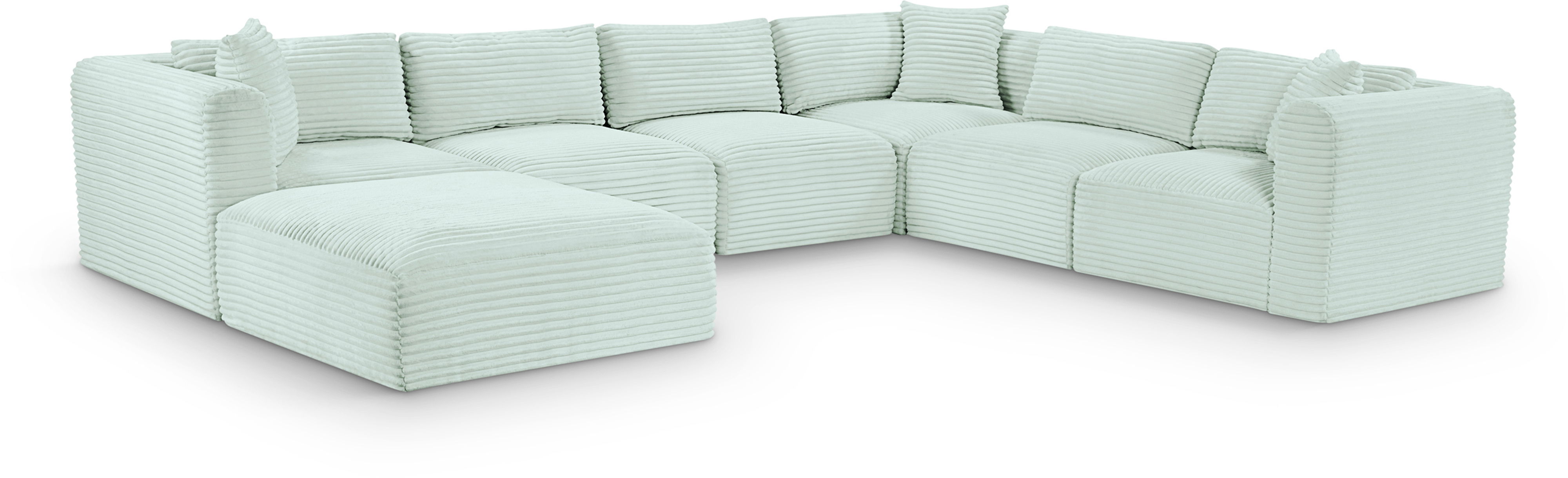 Shaggy - 7 Piece Modular U-Shaped Sectional With Ottoman - Mint