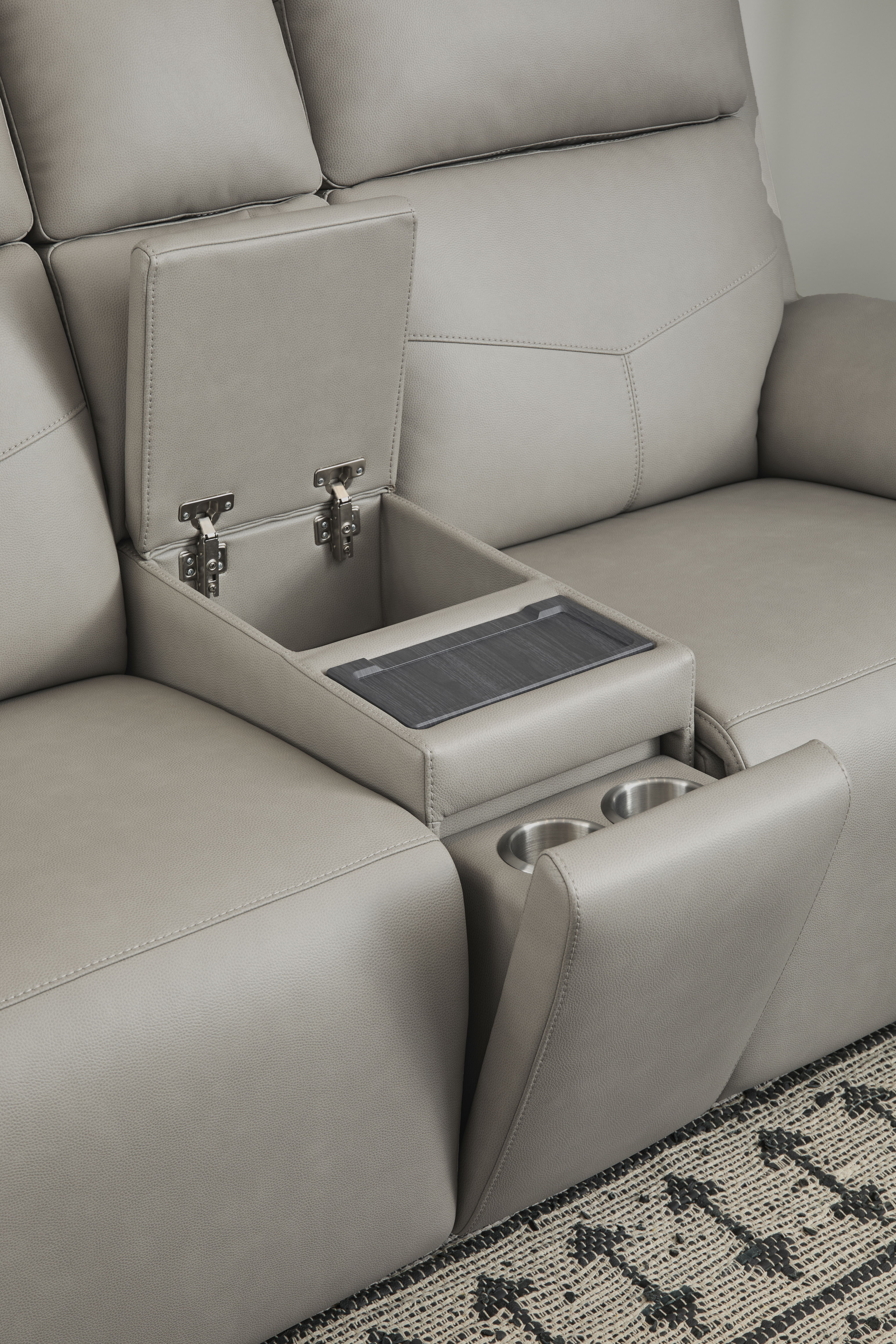 Vernon - Power Reclining Loveseat With Console, Power Headrests, Lumbar, Heat & Massage - Dove Gray, light gray, view 8