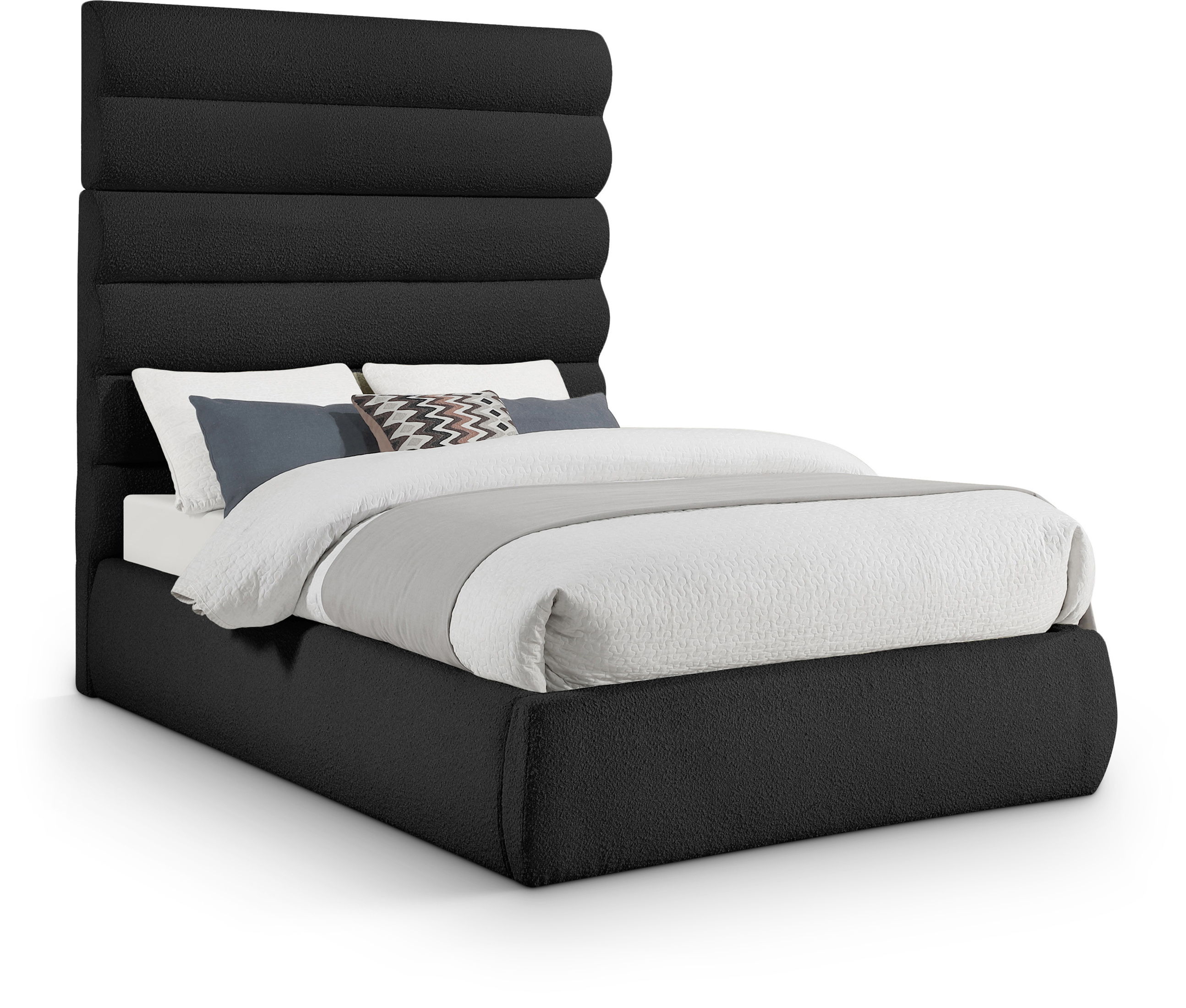 Adam - Boucle Fabric Full Bed With 70.5" Headboard - Black