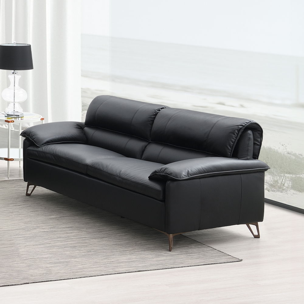 Eilene - Loveseat - Black Top Grain Leather, black, view 8