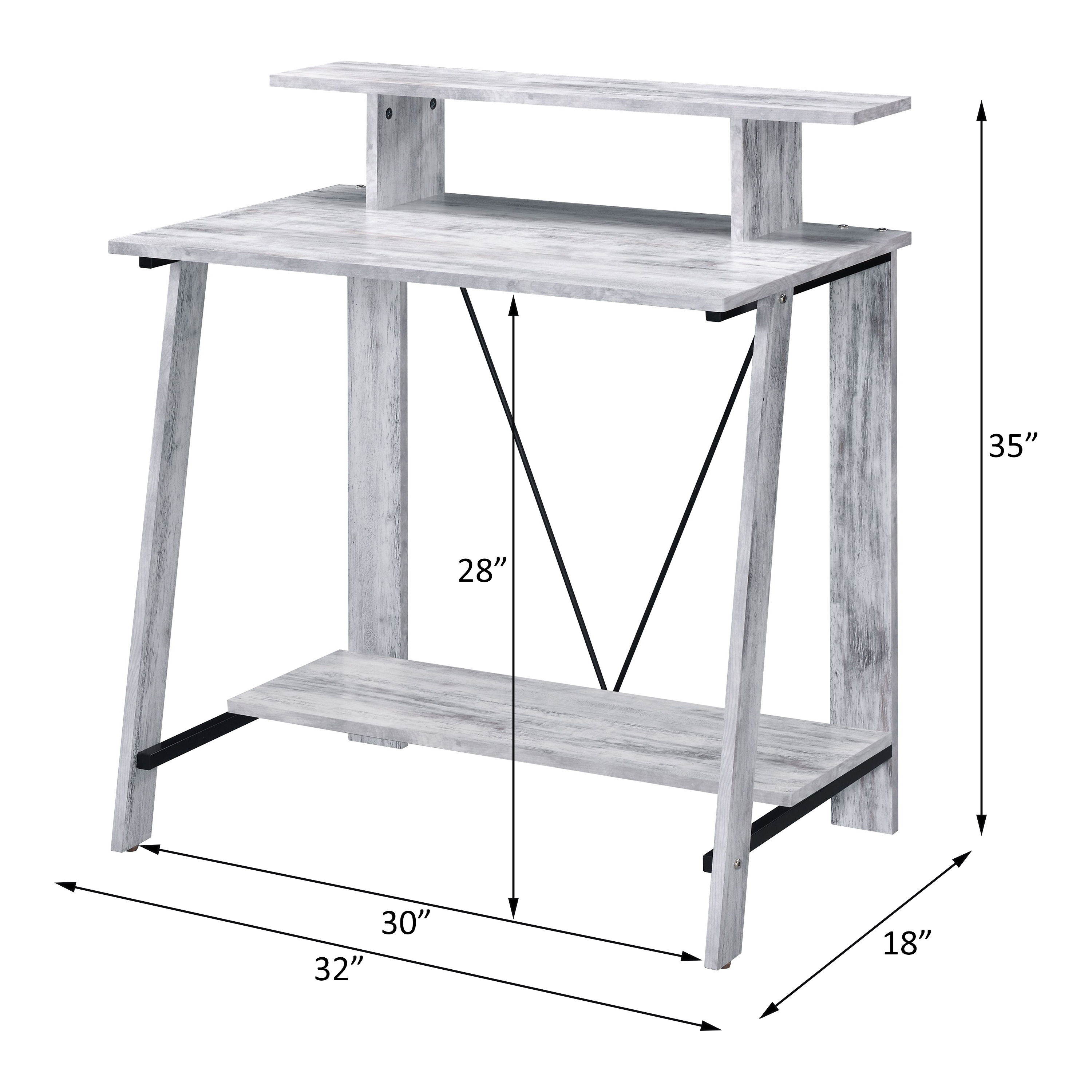 Nypho - Writing Desk - Antique White & Black, white, view 3