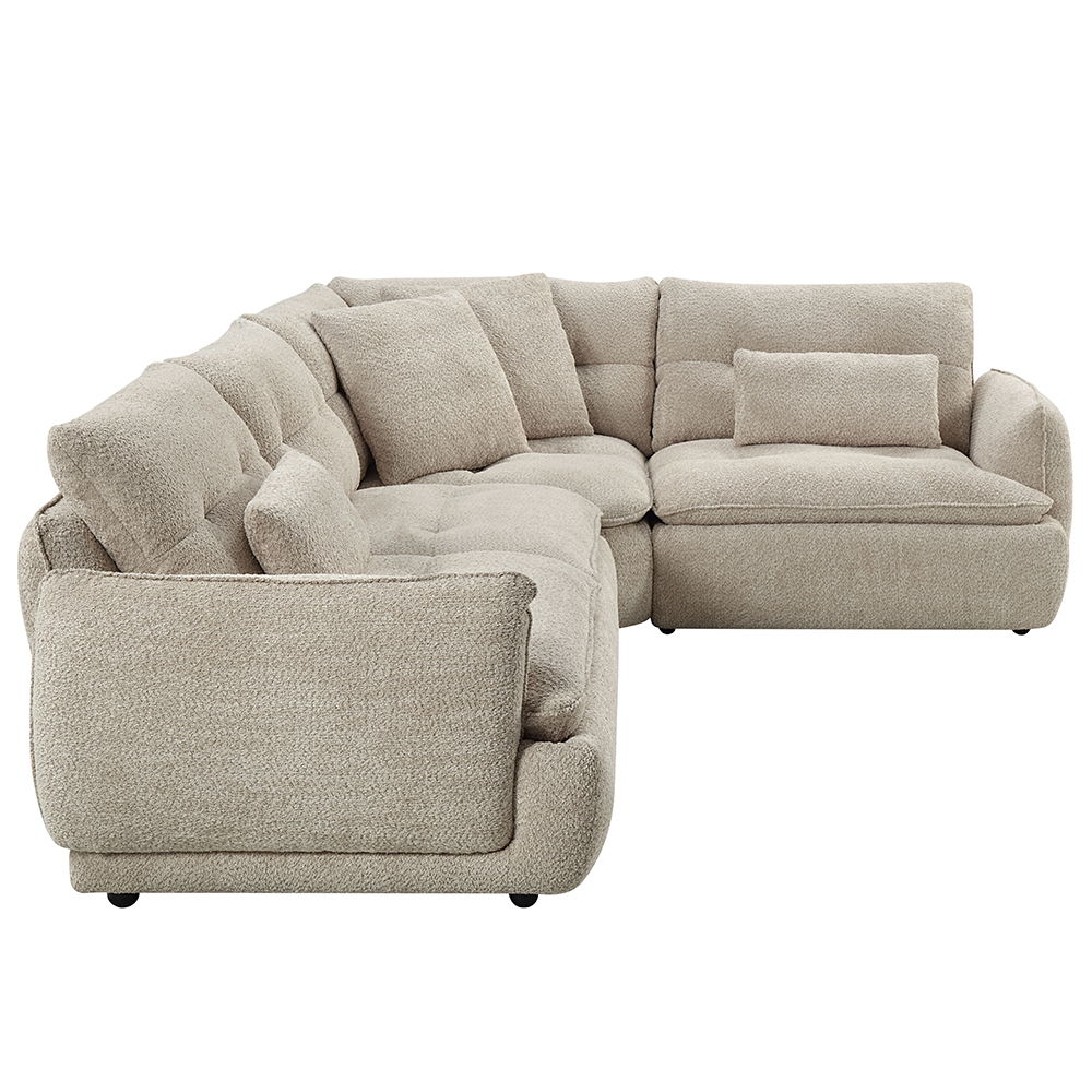 Jonina - Sectional Sofa With 4 Pillows - Beige Chenille, beige, view 3