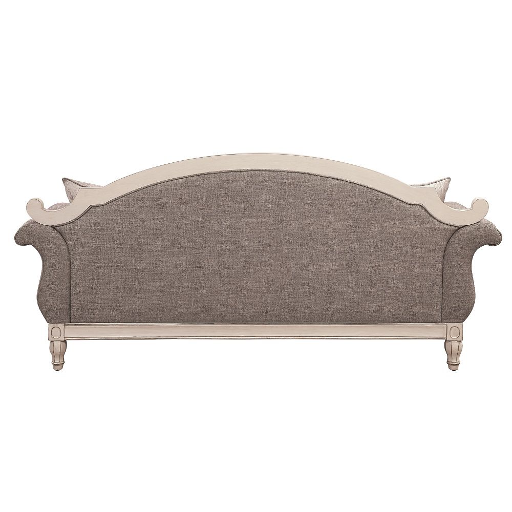 Florian - Sofa With 4 Pillows - Gray Fabric & Antique White, gray, view 4