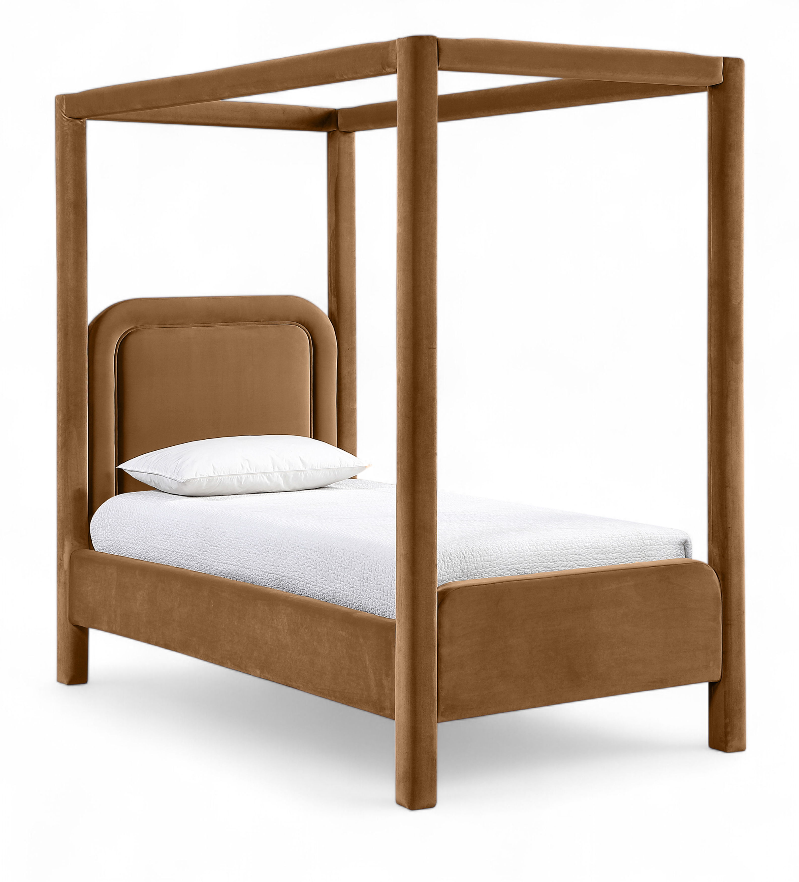 Salina - Velvet Upholstered Twin Bed - Saddle
