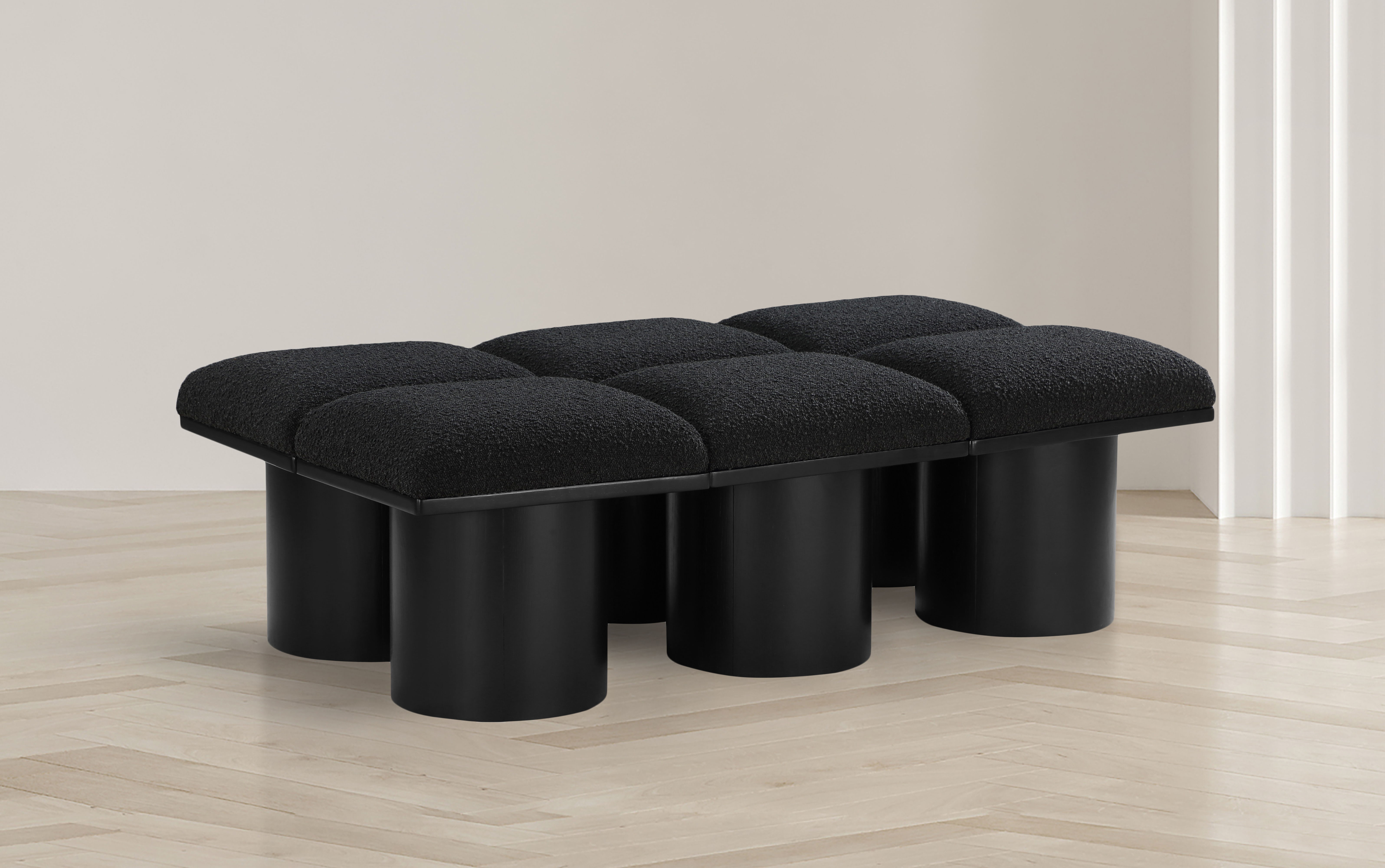 Pavilion - 54" 6 Piece Modular Bench With Black Base - Black