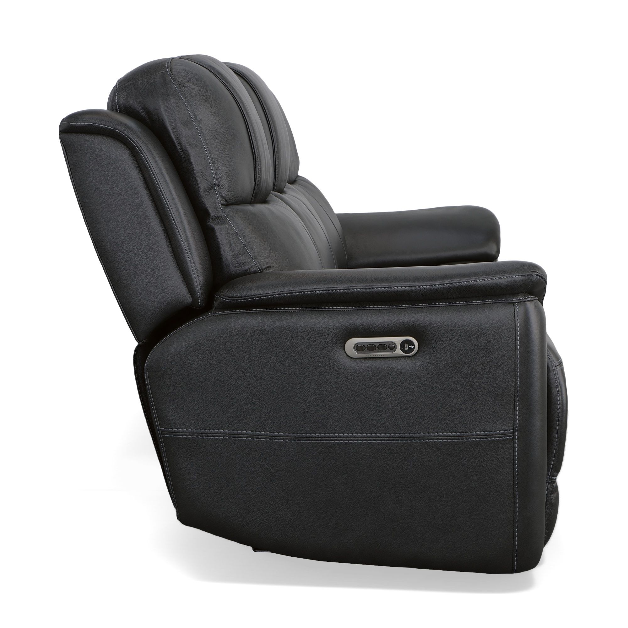Crew - Power Reclining Sofa With Power Headrests & Lumbar - Raven, black, view 6