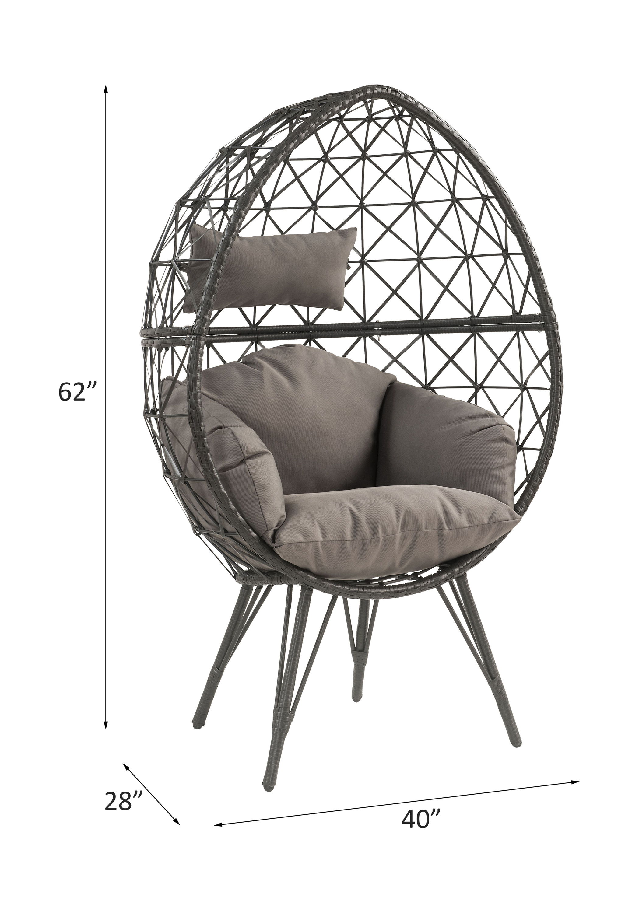 Aeven - Patio Lounge Chair - Light Gray Fabric & Black Wicker, light gray, view 5