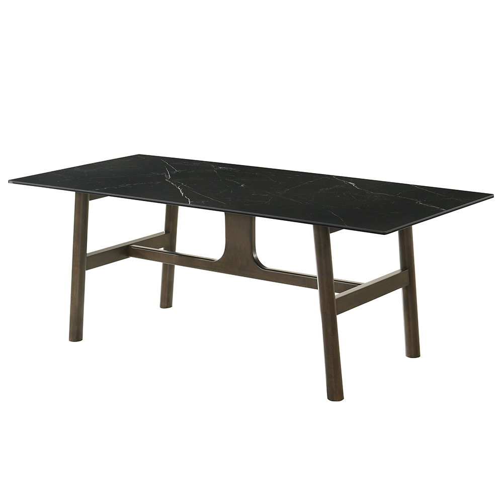 Destin - Dining Table - Sintered Stone & Walnut, black, view 2