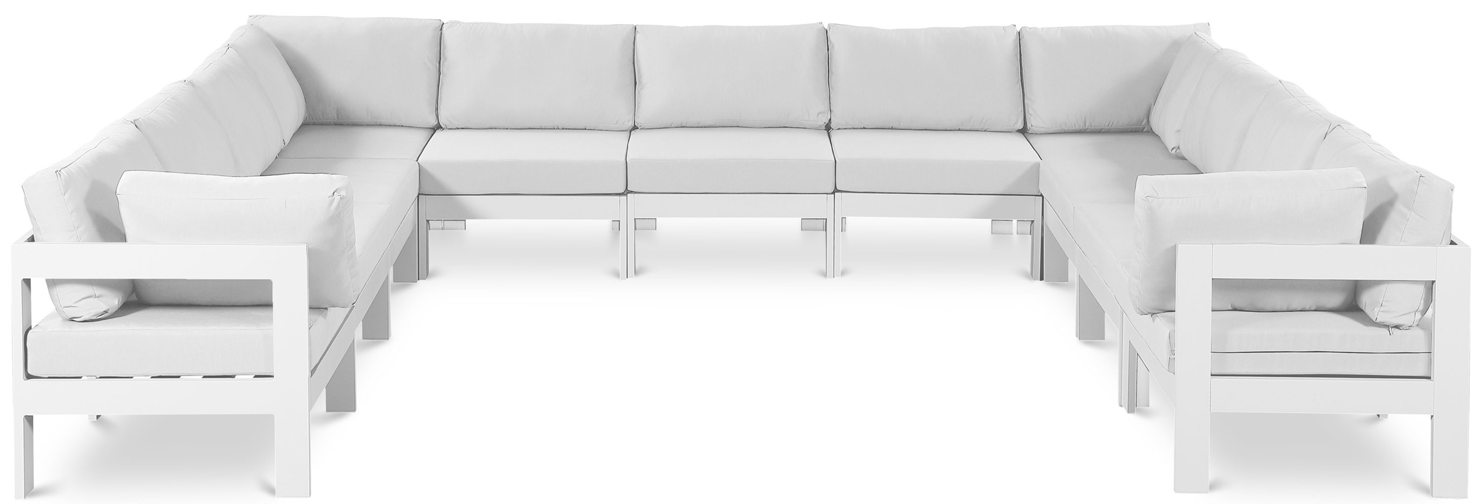 Nizuc - Outdoor Patio 11 Piece Modular Sectional With White Frame - White