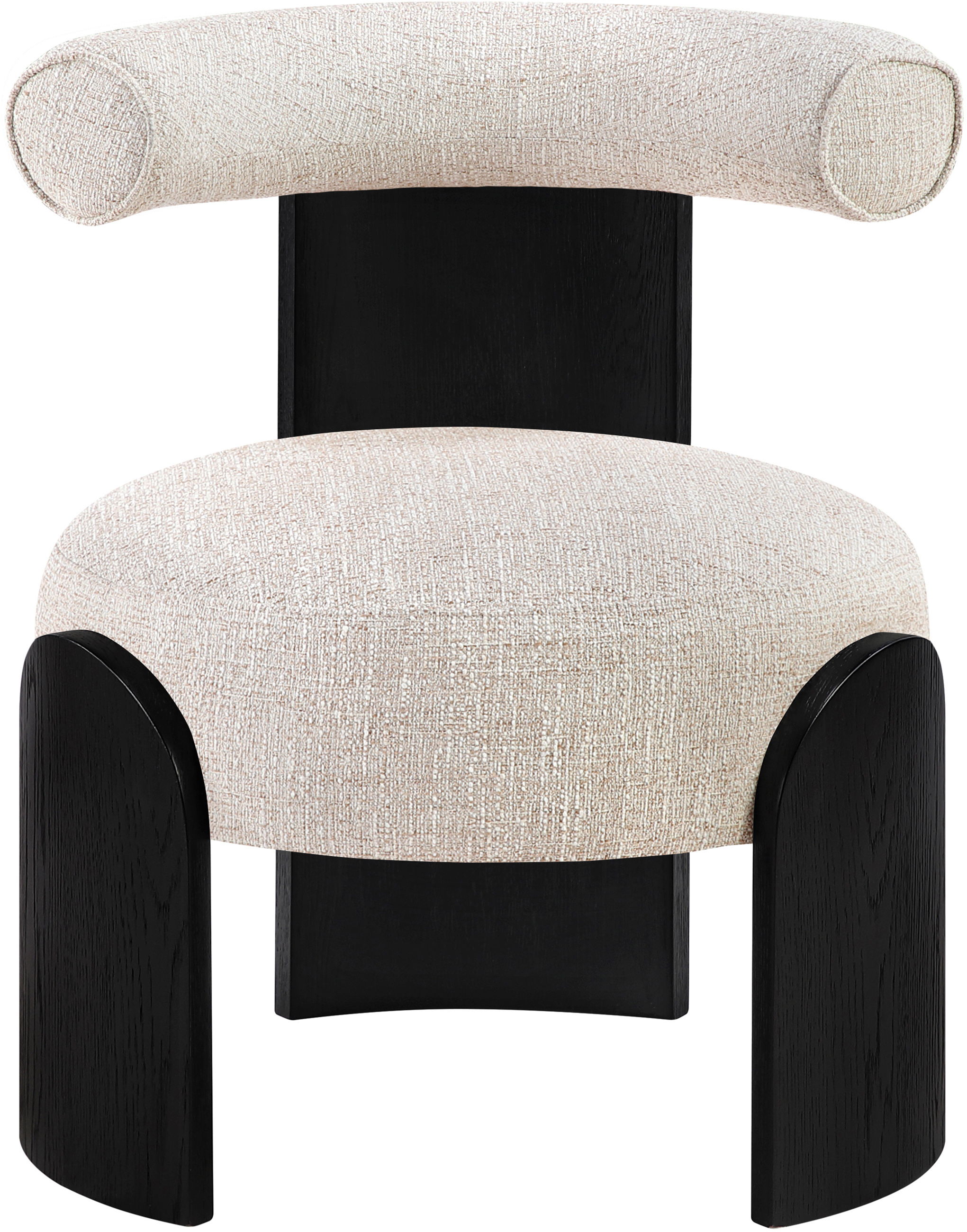 Calder - Linen Textured Fabric Upholstered Accent Chair - Beige / Painted Black