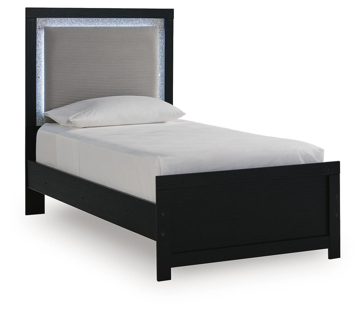 Maeling - Twin Upholstered Panel Bed - Black
