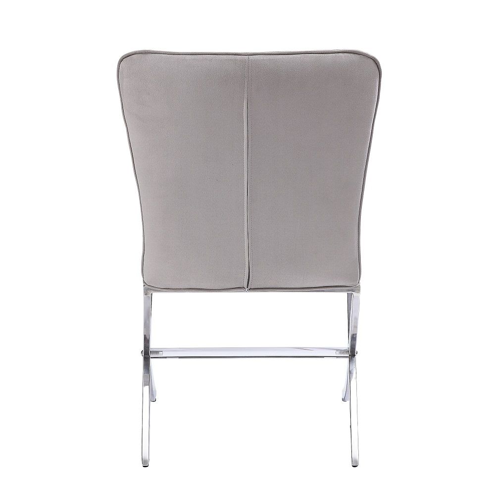 Daire - Side Chair (Set of 2) - Light Gray Velvet & Chrome, light gray, view 4