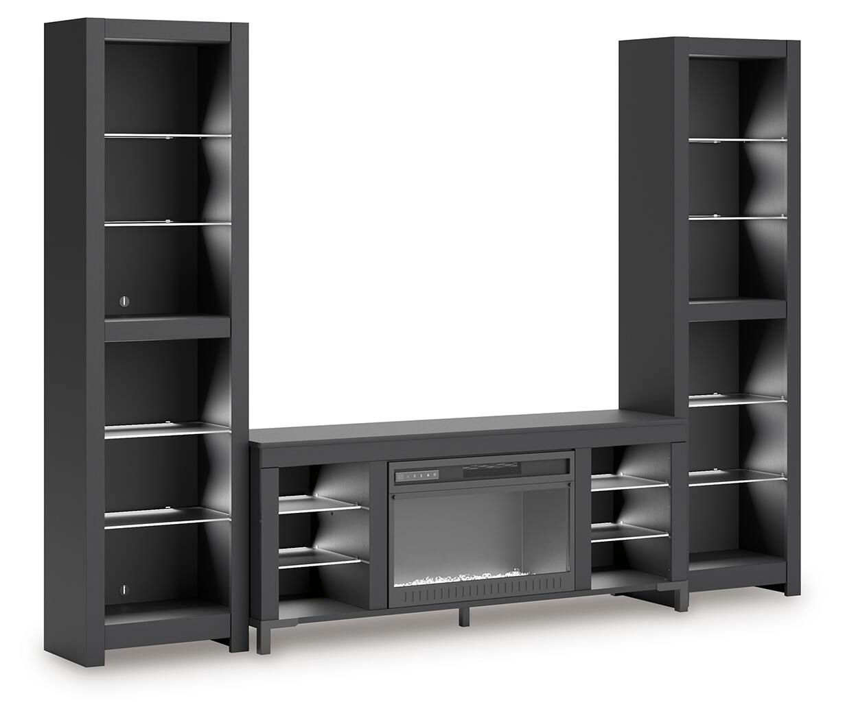 Ashley Furniture Cayberry - 3-Piece Entertainment Center With Electric Fireplace - Black - Image 6