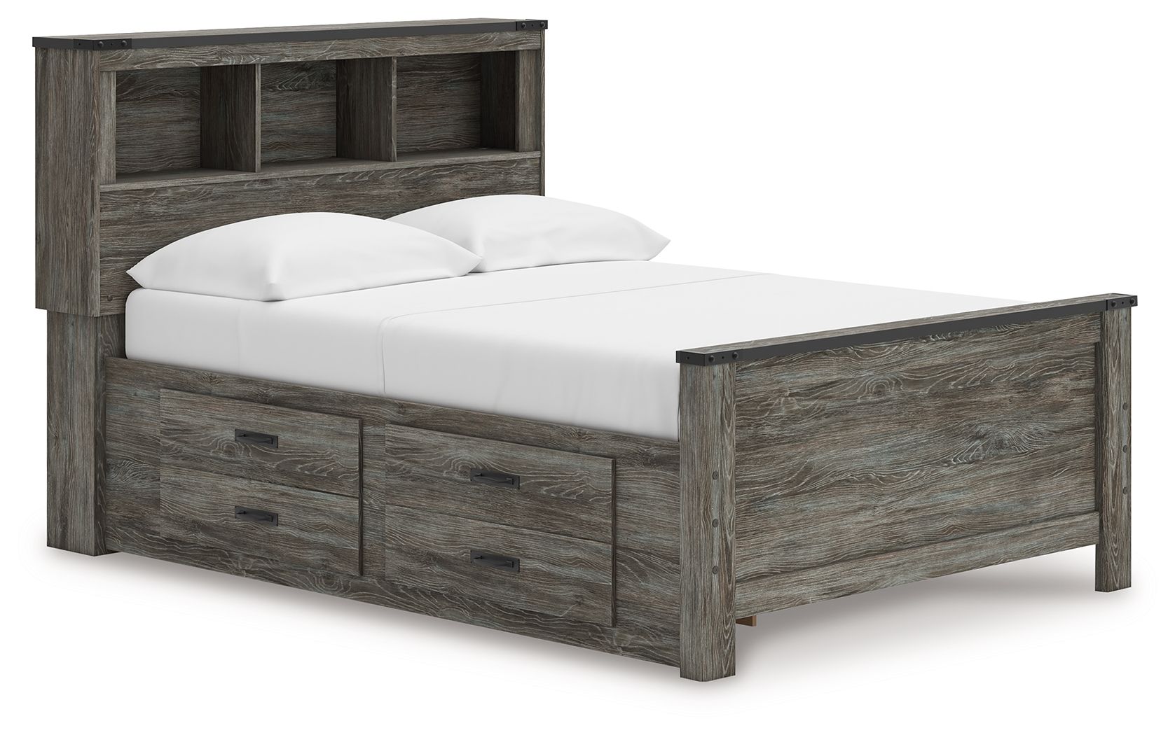 Ashley Furniture Frandern - 6 Pc. - Dresser, Mirror, Full Bookcase Panel Bed With Storage - Gray - Image 5