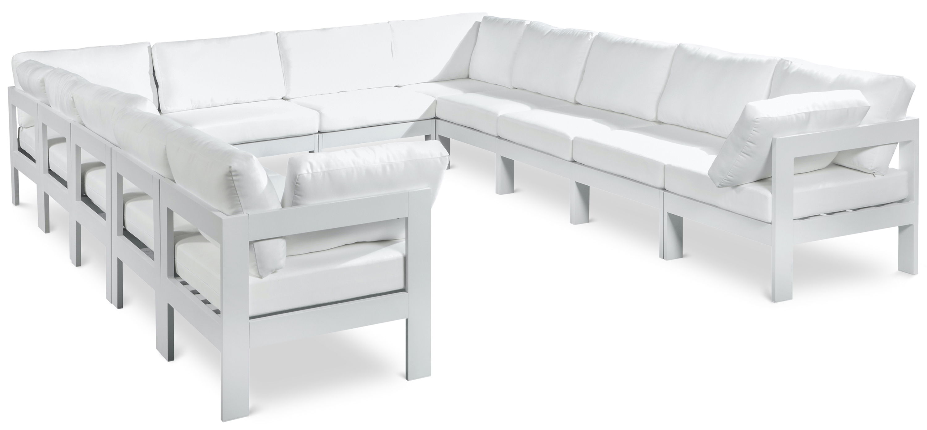 Nizuc - Outdoor Patio 12 Piece Modular Sectional With White Frame - White