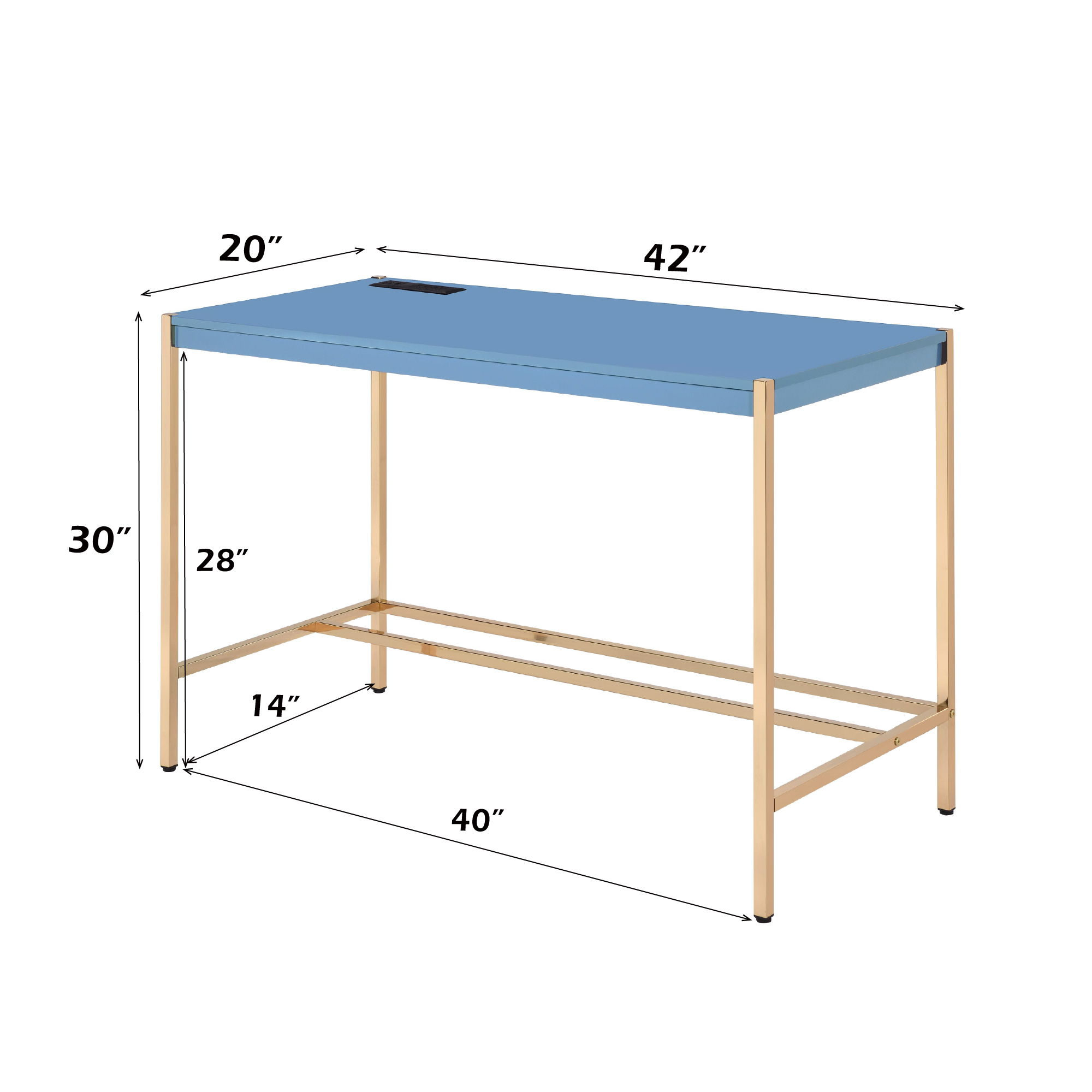 Midriaks - Writing Desk With USB - Navy Blue & Gold, blue, view 8